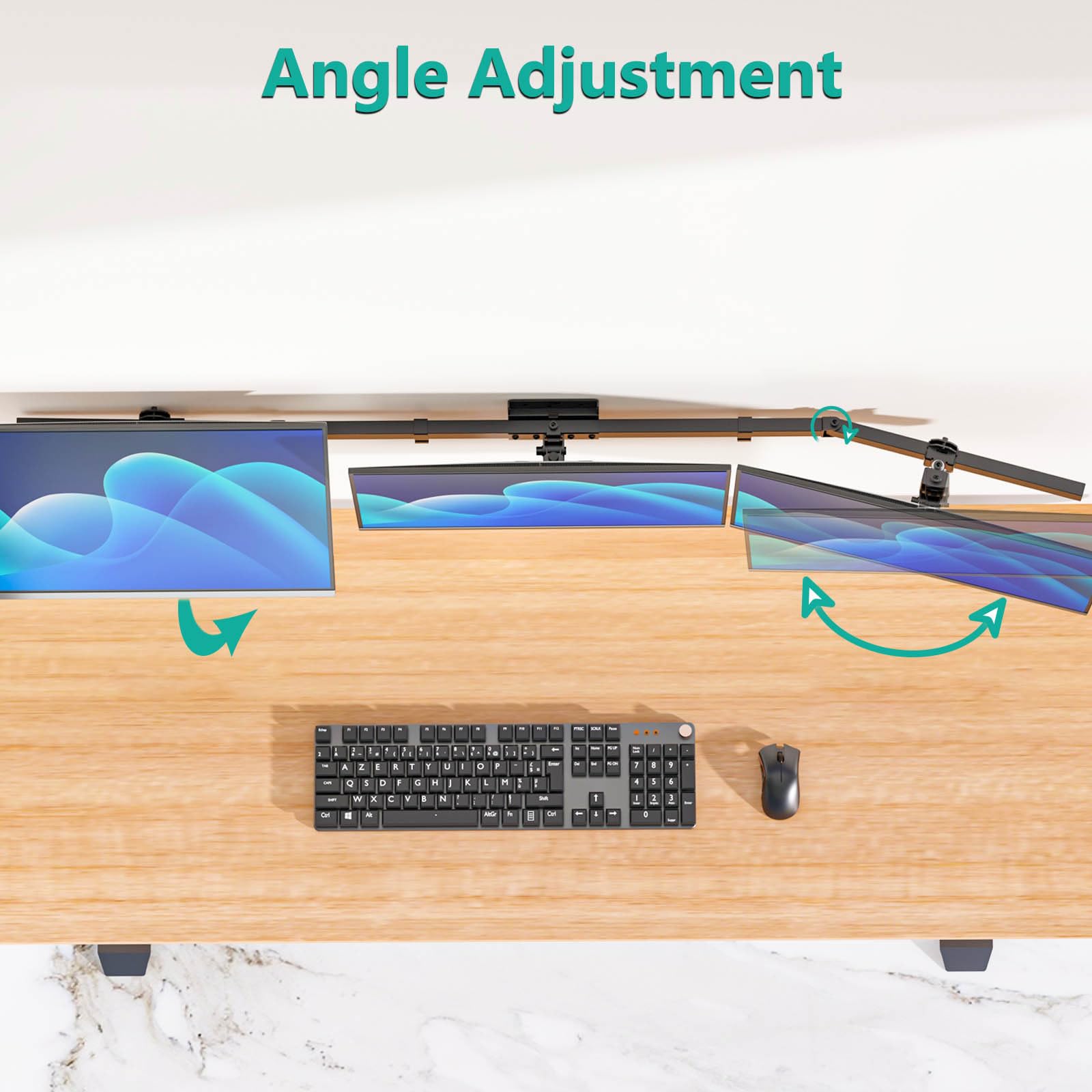 Soporte para Monitor WALI Negro con Brazo Triple e Inclinación para 3 Pantallas de 17 a 32 Pulgadas