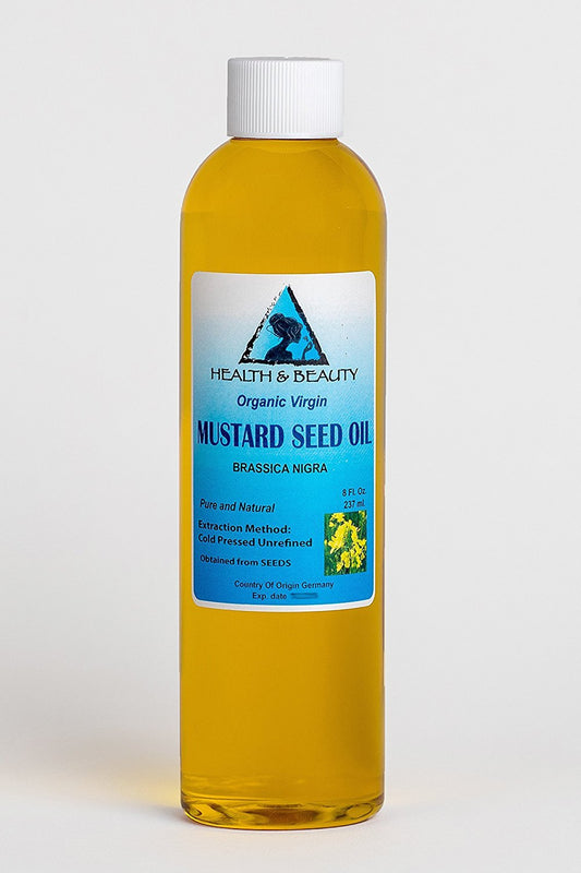 Mustard Oil Organic Unrefined by H&B OILS CENTER Raw Virgin Cold Pressed Premium Quality Natural Pure 8 oz