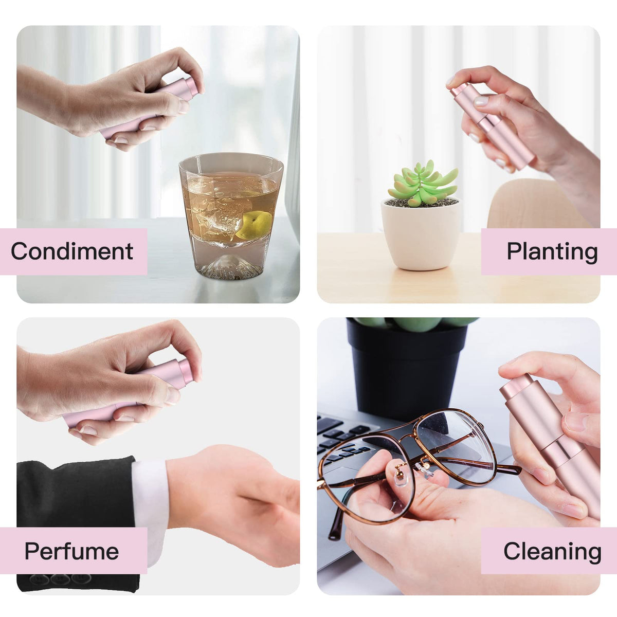 5PCS 8ml Travel Perfume Atomizer Refillable, Mini Cologne Spray Bottle Empty, Small Aftershave Sprayer for Liquid Dispenser (Pink)