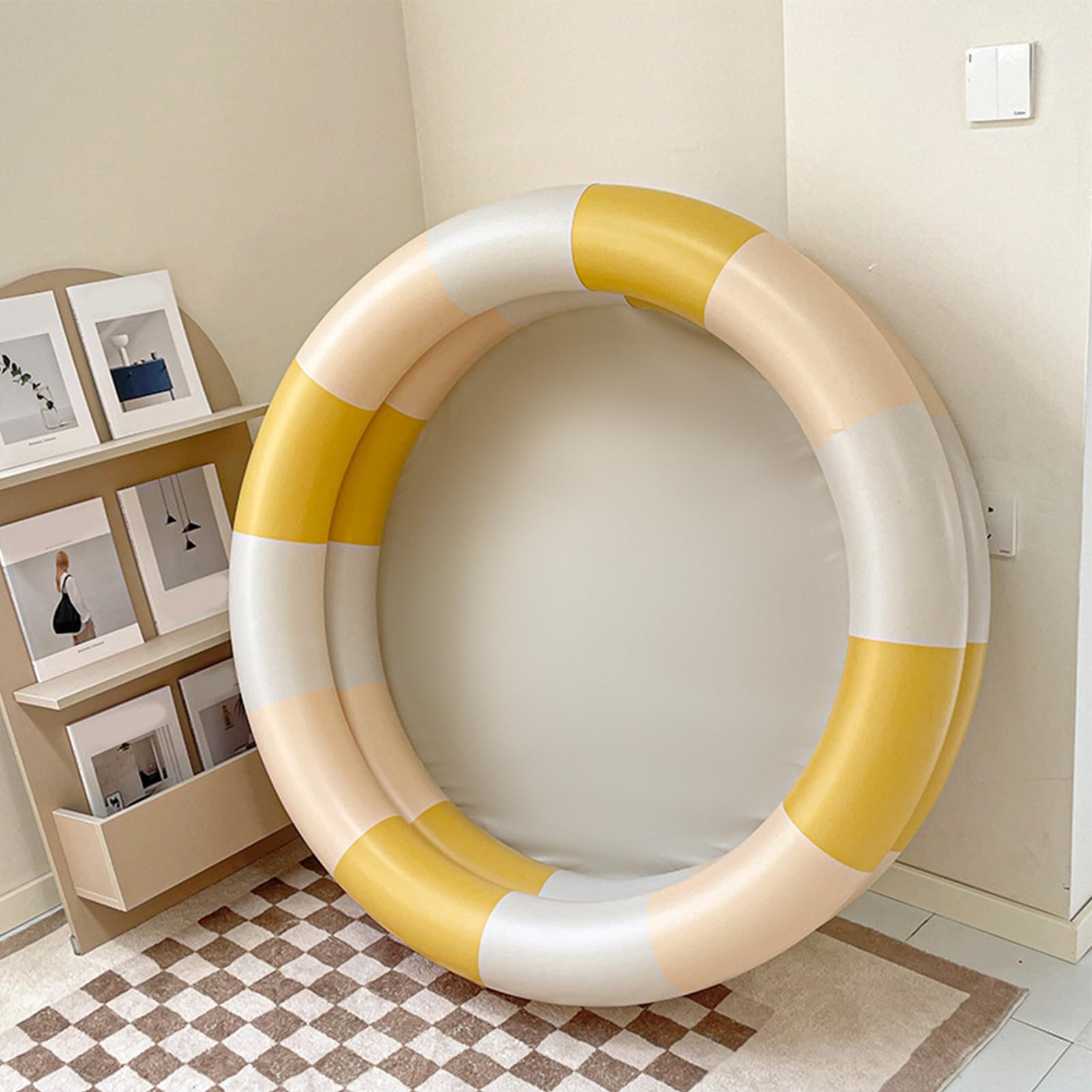 Piscina Inflable Tbest Raya Amarilla Estilo Retro para Bebés
