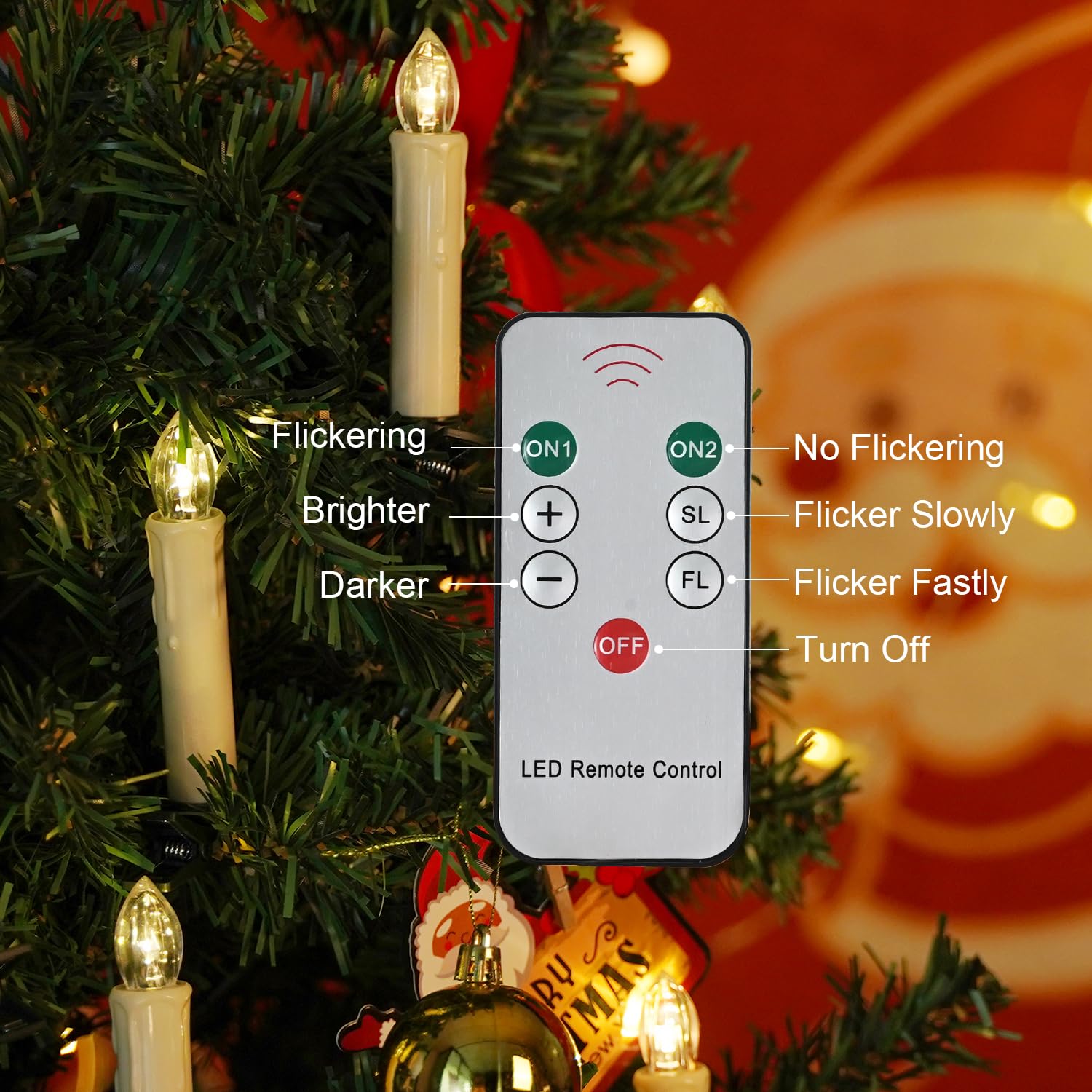 Velas LED de Árbol Navidad Blancas Cálidas sin Llama con Control Remoto