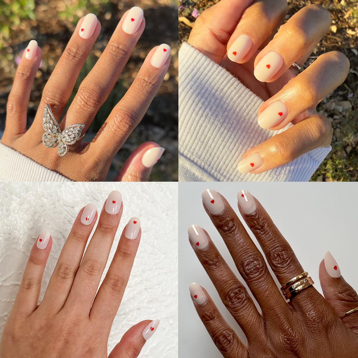 Olive & June Uñas postizas Classic Super Stick Mani | No se necesita pegamento | 32 pestañas, 16 tamaños | Pestañas no tóxicas, fáciles de poner y quitar, aspecto realista que no daña las uñas | Durac