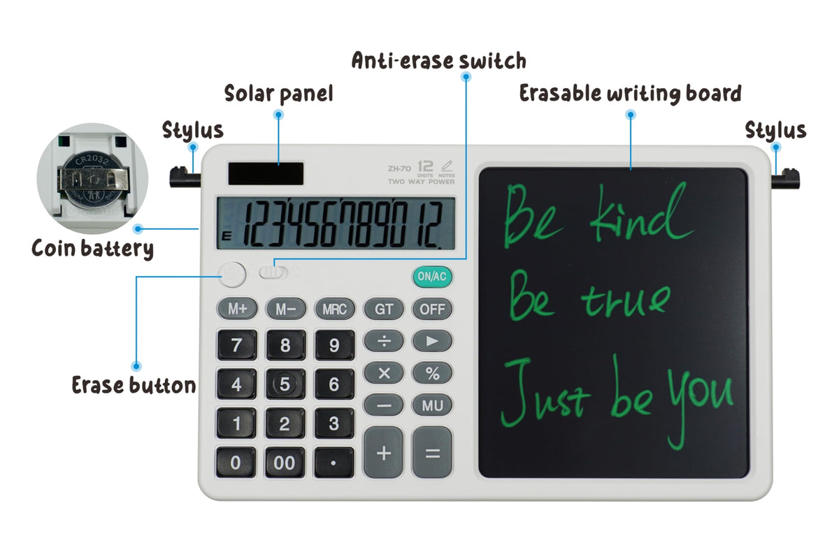 Calculadora de Computadora Blanco con Bloc de Notas