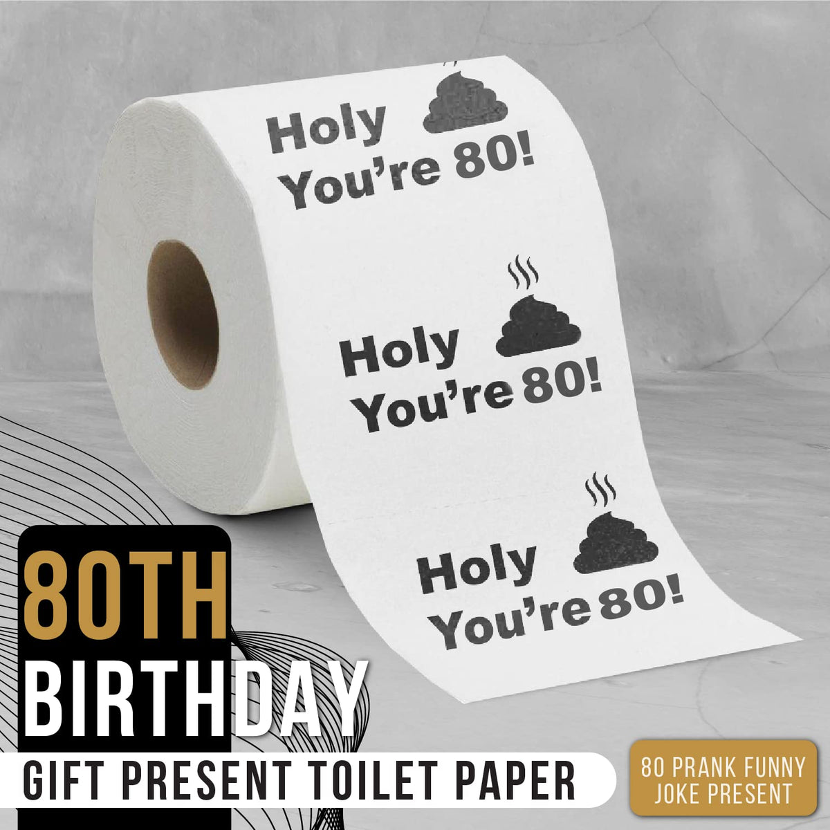 Papel Higiénico Novelty Hilarious Gag para 80 Cumpleaños