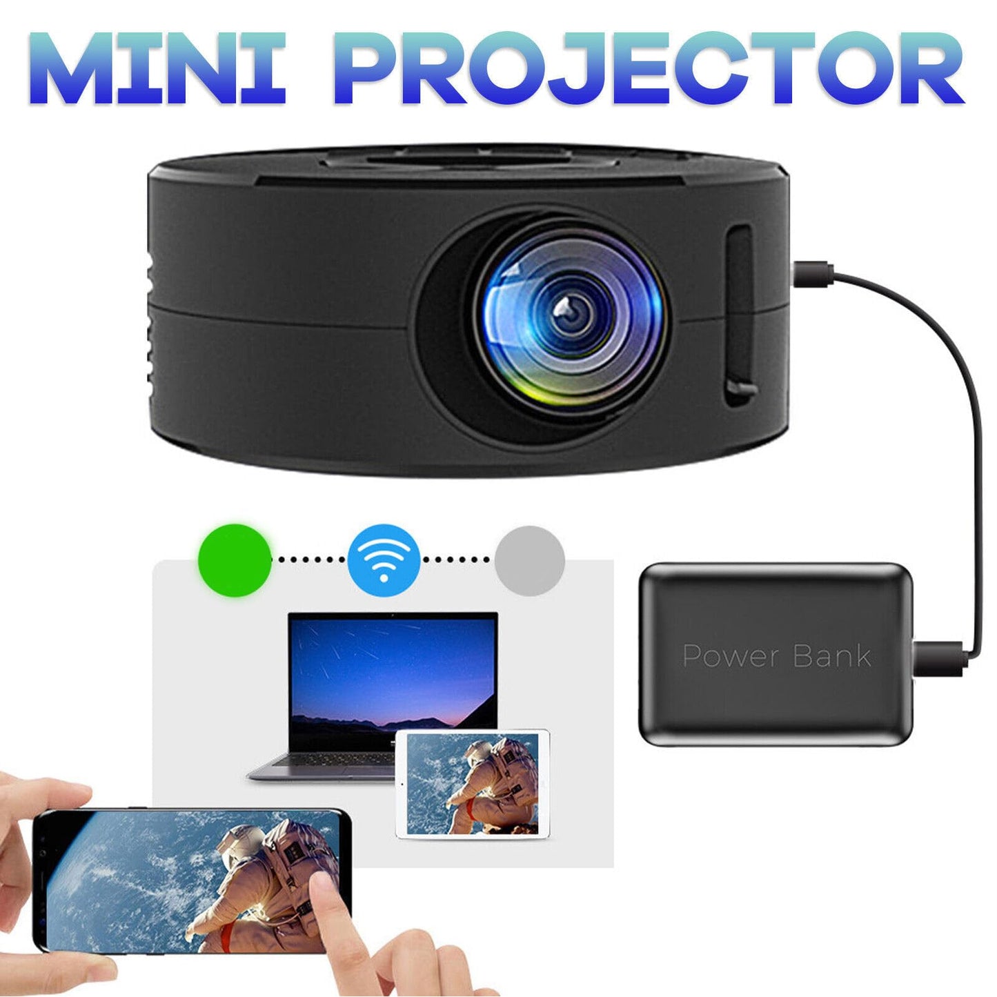 Mini Proyector Zopsc Full HD 1080P Portátil con Altavoz Incorporado para iOS