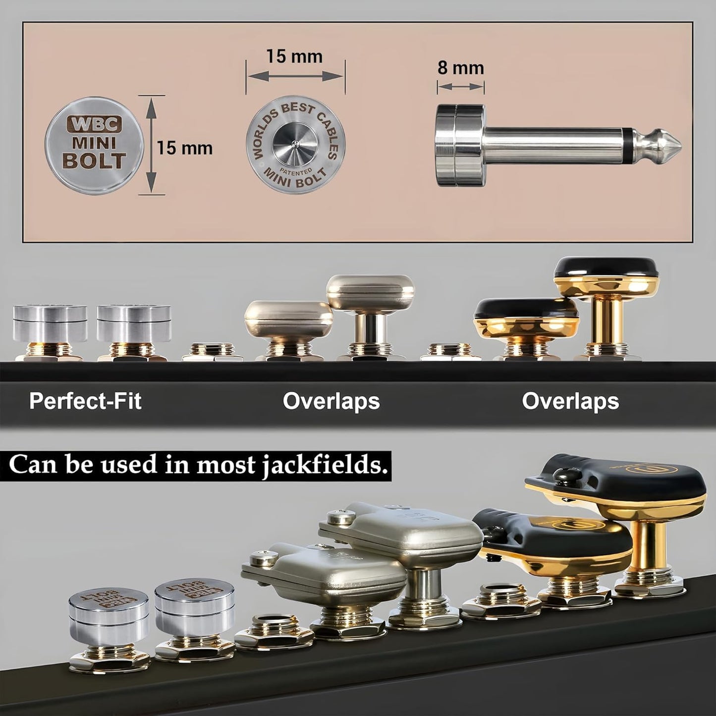 3 unidades - 18 pulgadas (45 cm) - WBC-PRO-PEDAL – 22 AWG - Baja capacitancia (18 pF/pie) – Grado profesional – A base de grafito - Cable de pedal, efectos, parche, instrumento con doble blindaje, con