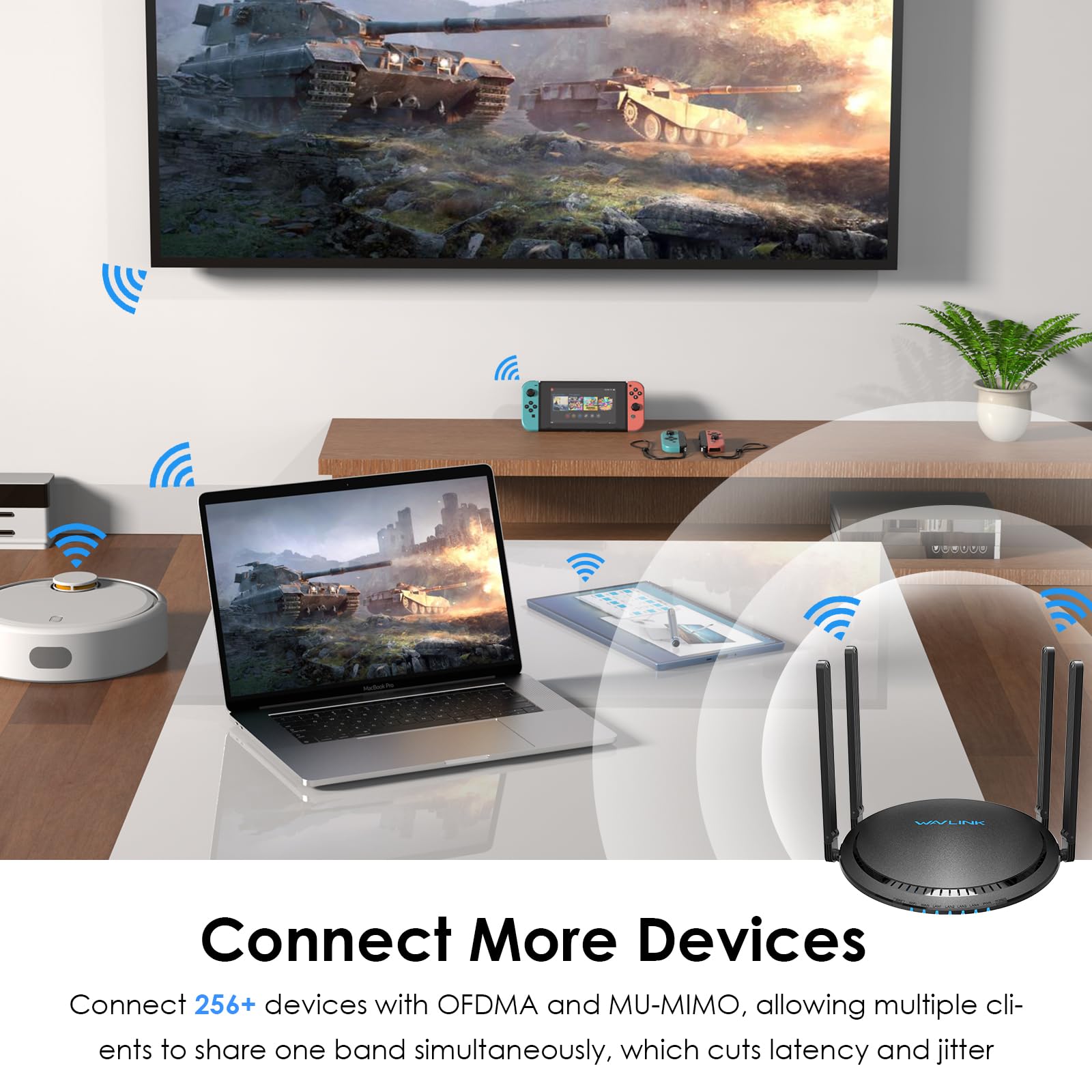 Router Inalámbrico WAVLINK AX3000 Gigabit con Antenas de Alta Ganancia Doble Banda WiFi 6