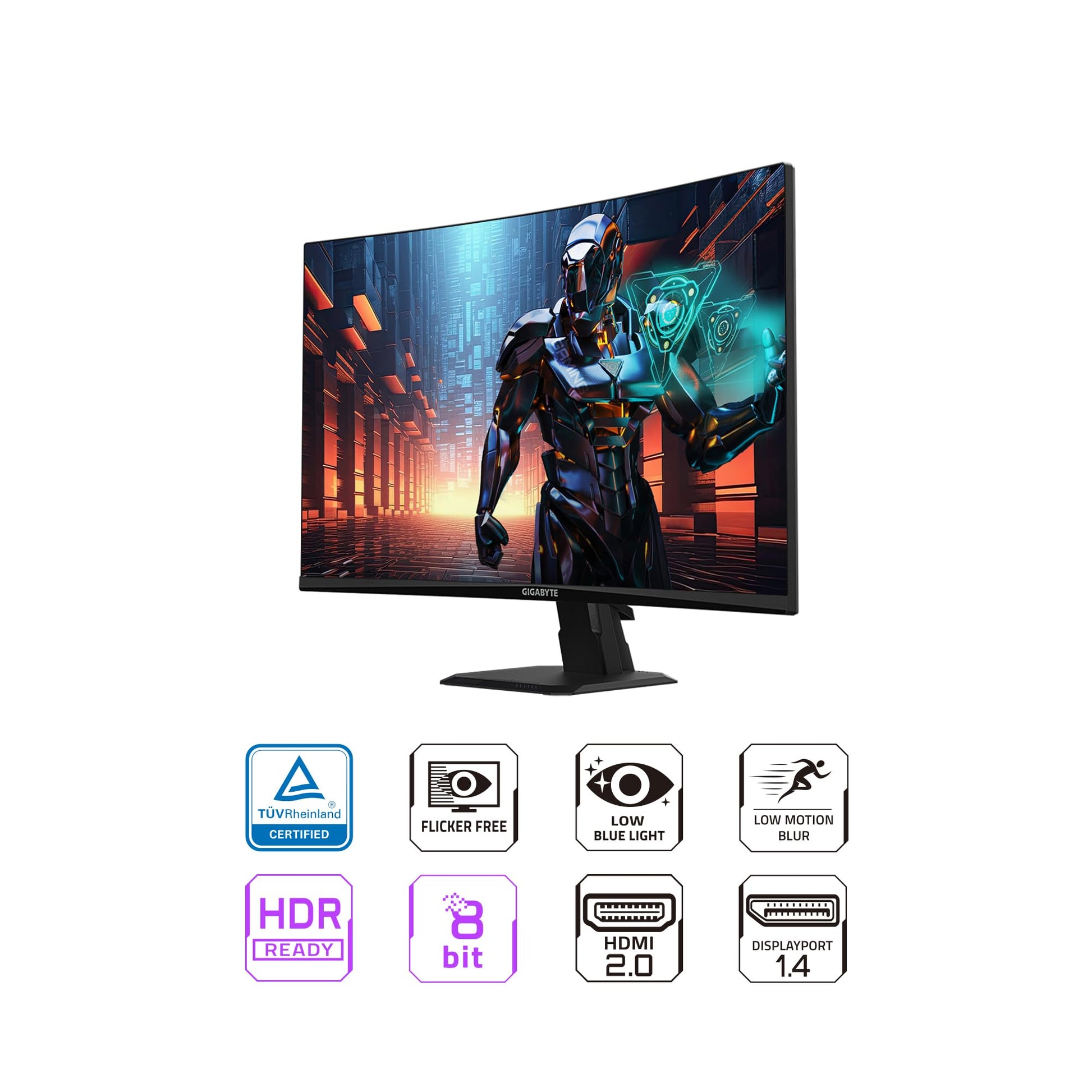 GIGABYTE GS27QC Monitor Curvado para Juegos de 27 Pulgadas 165Hz 1440P, visualización de 2560 x 1440 VA 1500R, Tiempo de Respuesta de 1 ms (MPRT), Listo para HDR, FreeSync Premium, 1 Puerto de