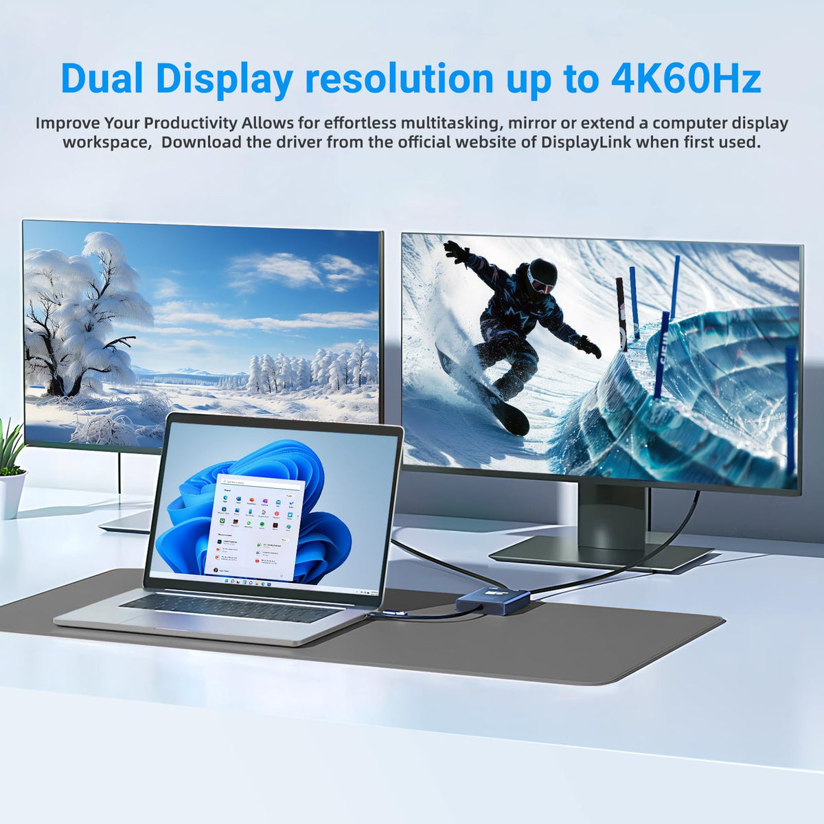 Adaptador de Monitor Dual USB C Bytecc HDMI Compatible con MacBook M1/M2/M3, Windows, Android