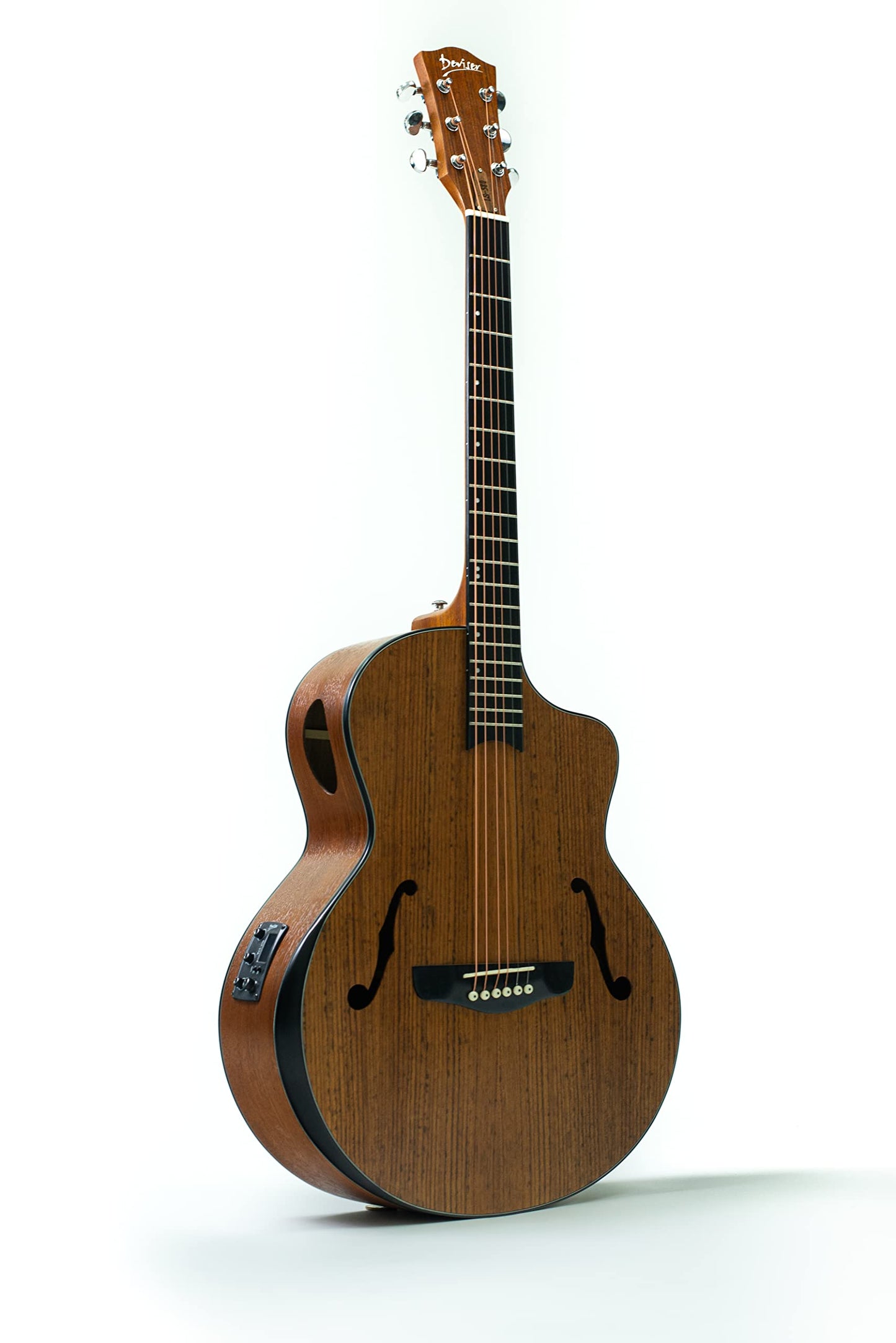 Deviser Guitarra Electroacústica Ls-580 Diseño Jazz, Mate Con Funda, cuerdas de metal, Sonido de Buena Calidad