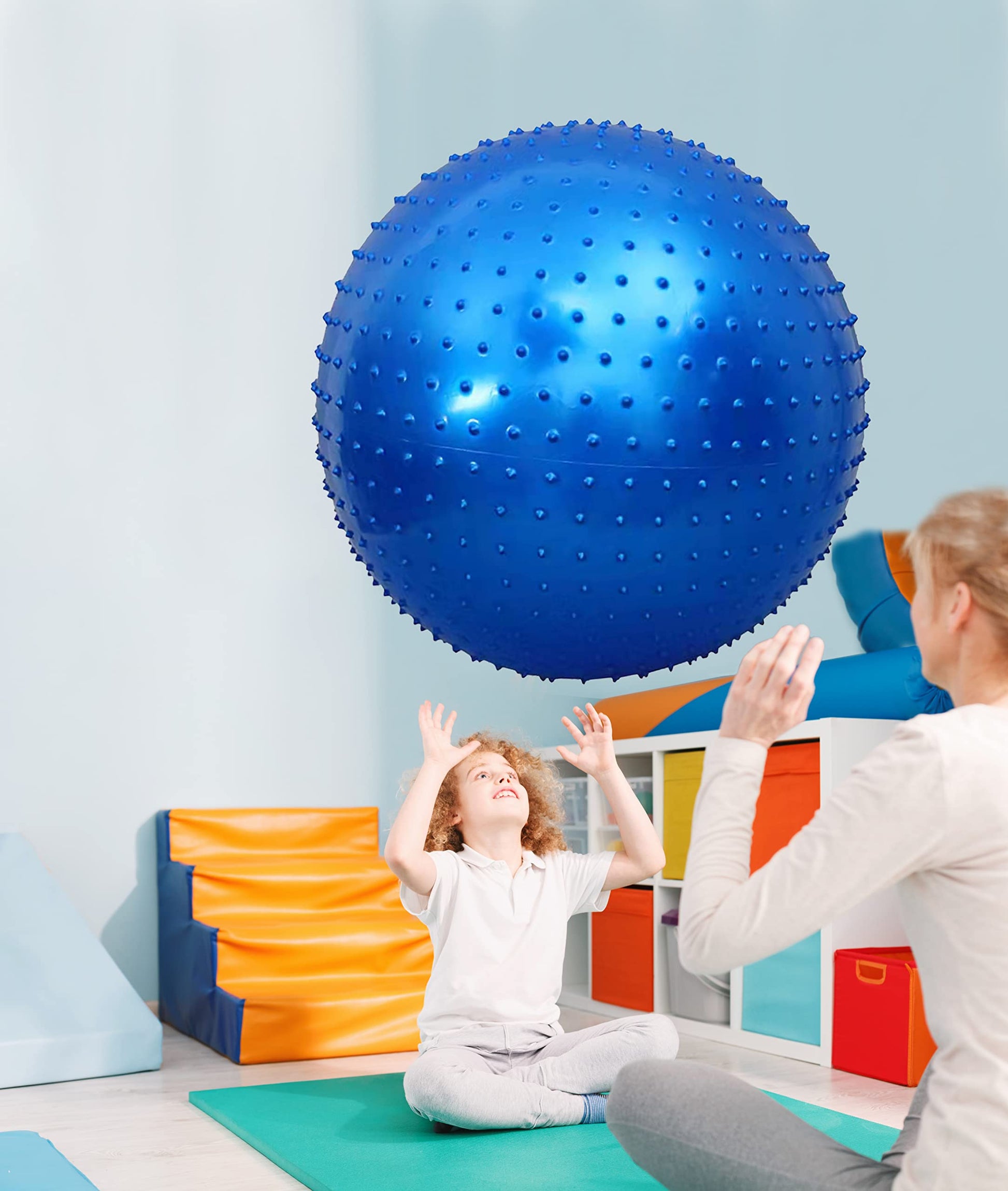 Pelota de Masaje Penepico Hinchable Azul Grande con Picos Táctiles para Niños