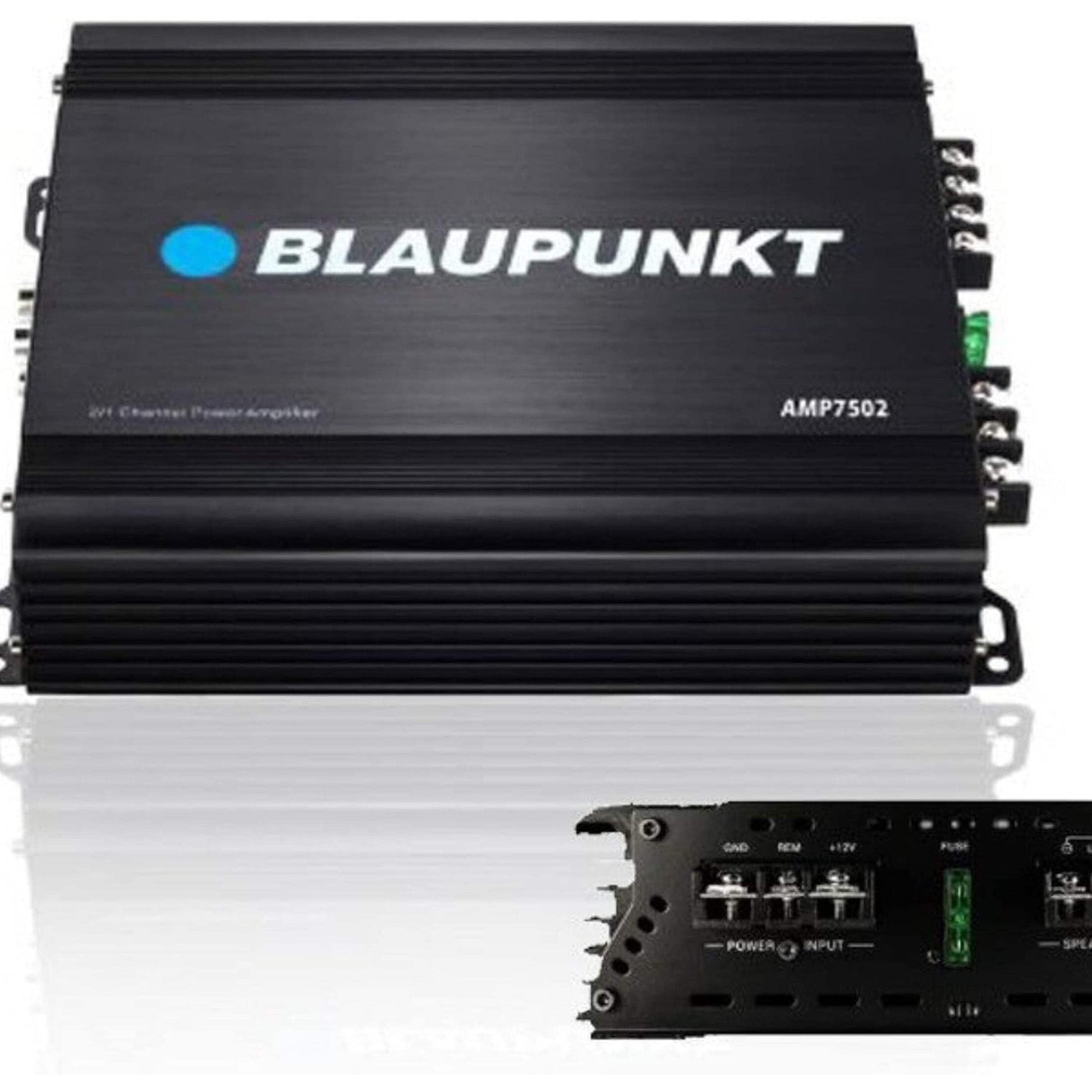 Blaupunkt AMP-7502PRO 750W Amplificador de 2 canales Clase AB - Diseño compacto y delgado, rango completo, cruzado, ganancia ajustable
