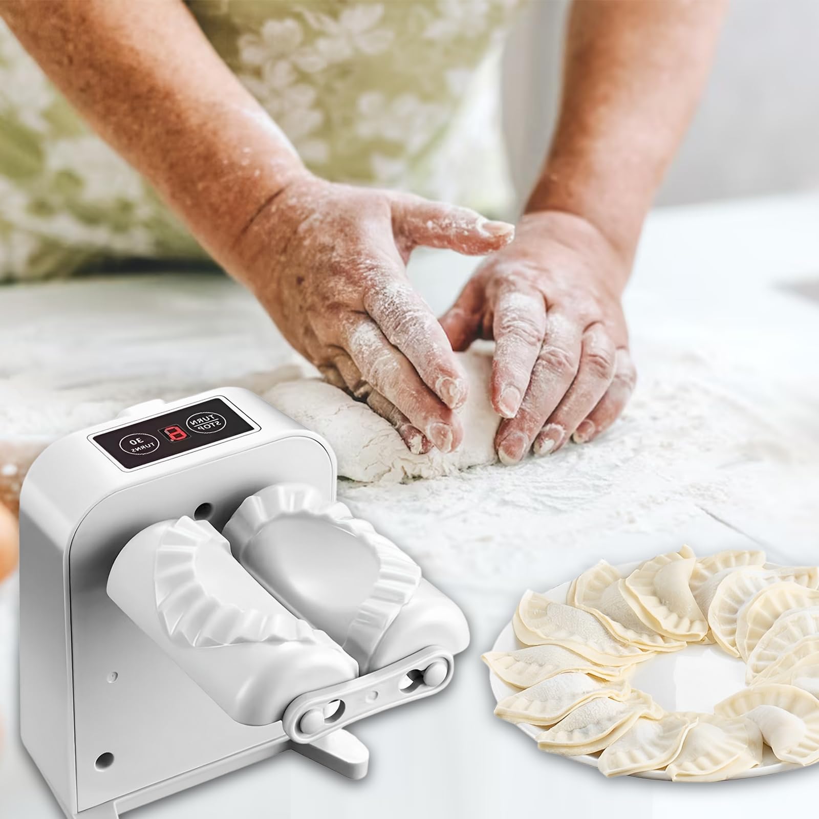 Máquina automática para hacer bolas de masa hervida, máquina de bolas de masa hervida eléctrica doméstica, máquina de bolas de masa china con cuchara y cepillo para polvo para el hogar y la cocina
