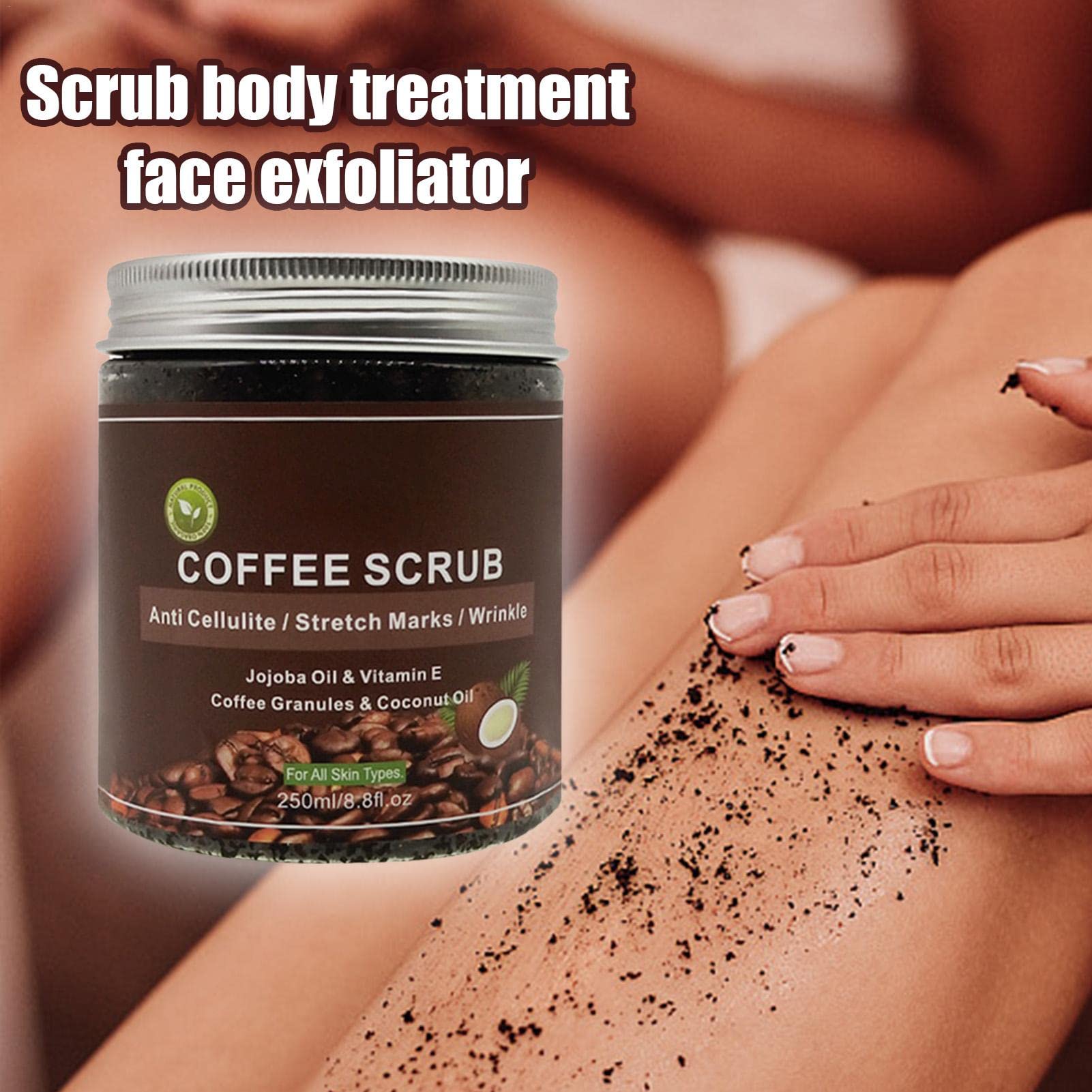 Littryee Exfoliante café - Exfoliante Grano Sal café Exfoliante anticelulítico | Exfoliante y eliminador Celulitis para Rostro, Cuerpo, piernas, SPA para pies
