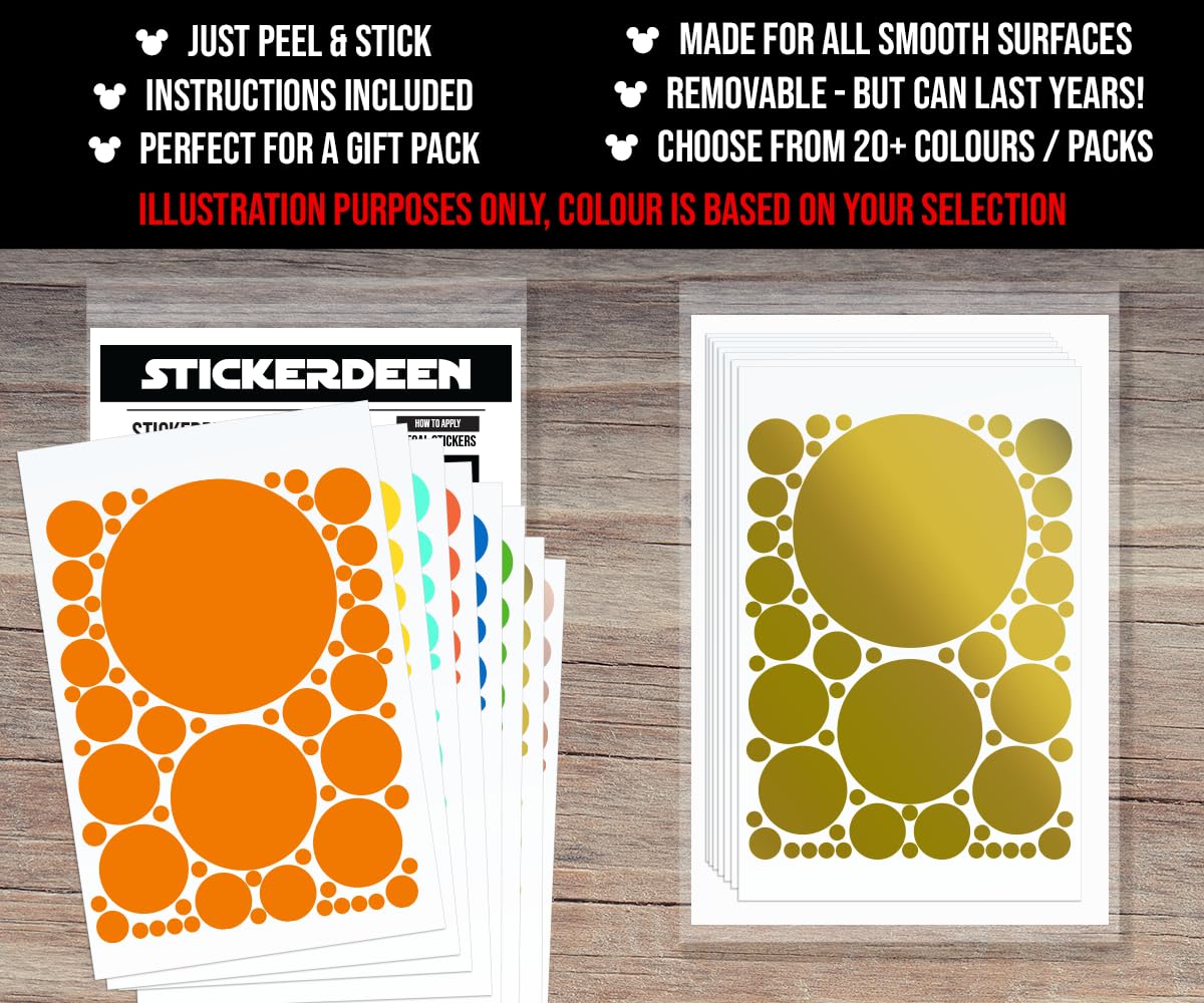 StickerDeen 500+ Calcomanías surtidas de lunares circulares para pared para recámara de niños, sala de estar, aula, cuarto de juegos, decoración. Adhesivos de vinilo removibles para pared. Adhesivos