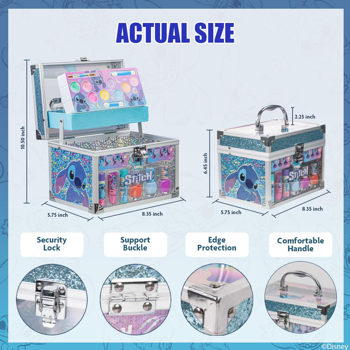 Stitch Set de Maquillaje para Niñas Gloss y Esmalte con Maletín de Belleza