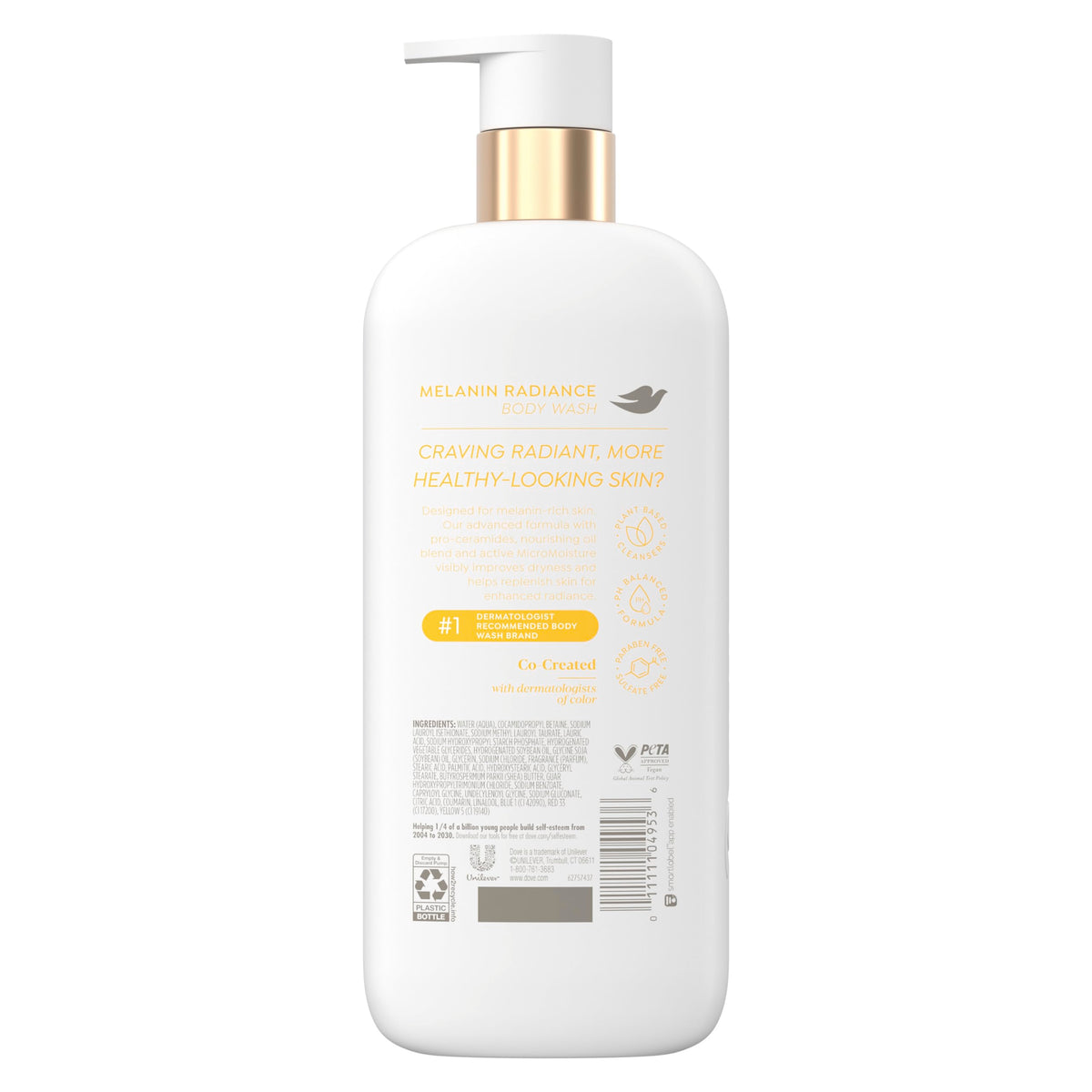 Dove Body Wash Melanin Radiance Nutre para restaurar la luminosidad Suero de proceramida al 5% con mezcla de aceites nutritivos 18.5 oz