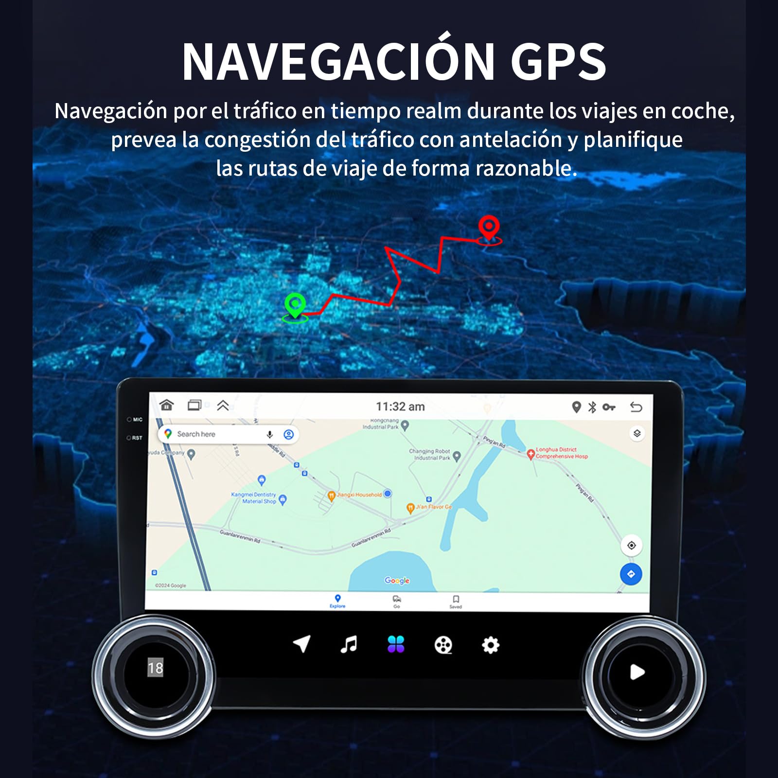FINYQBET Pantalla Android para Auto de 10.1", Estéreo 2 DIN con CarPlay y Android Auto Inalámbrico, Bluetooth 5.1, GPS y WiFi, Compatible con Cámara de Reversa y Control de Volante