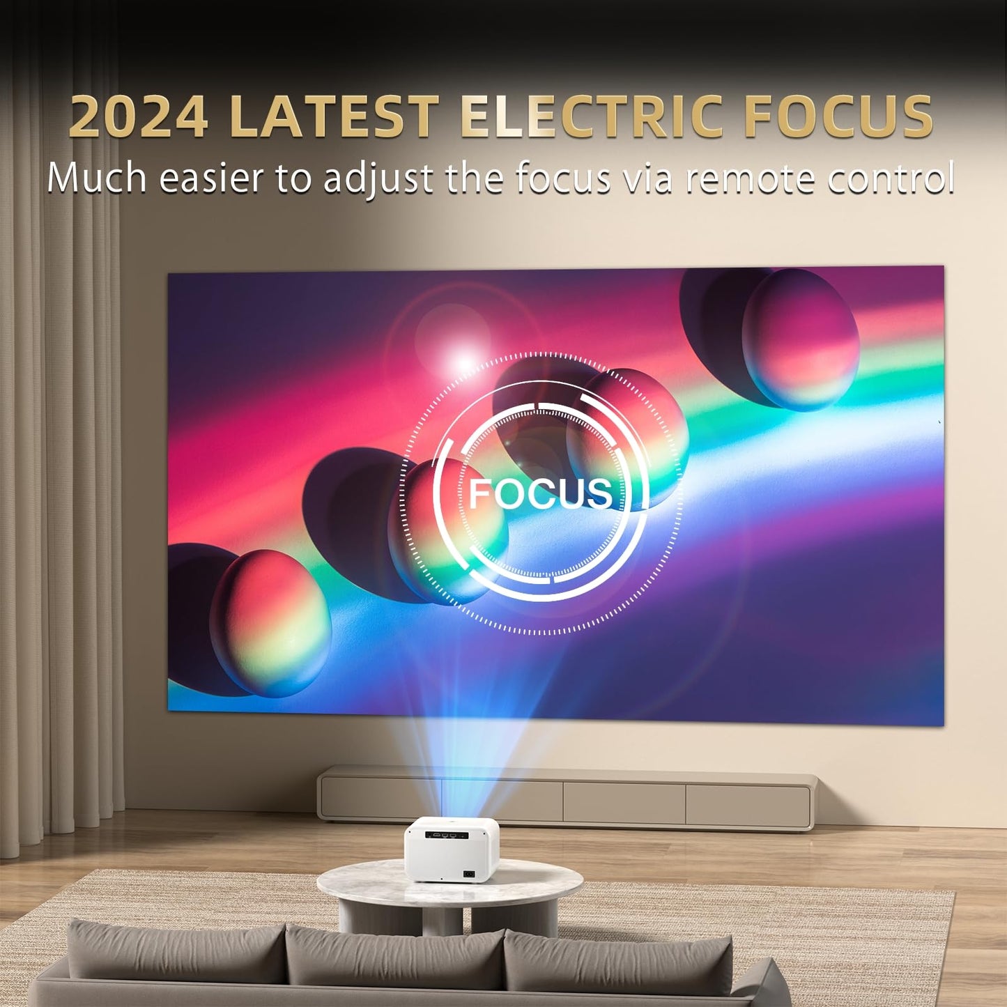 Mini Proyector 4K con WiFi y Bluetooth Nativo 20000 LM para Exteriores FHD 1080P máx. 300 Pulgadas Compatible con TV Stick, HDMI, USB, AV y PS4