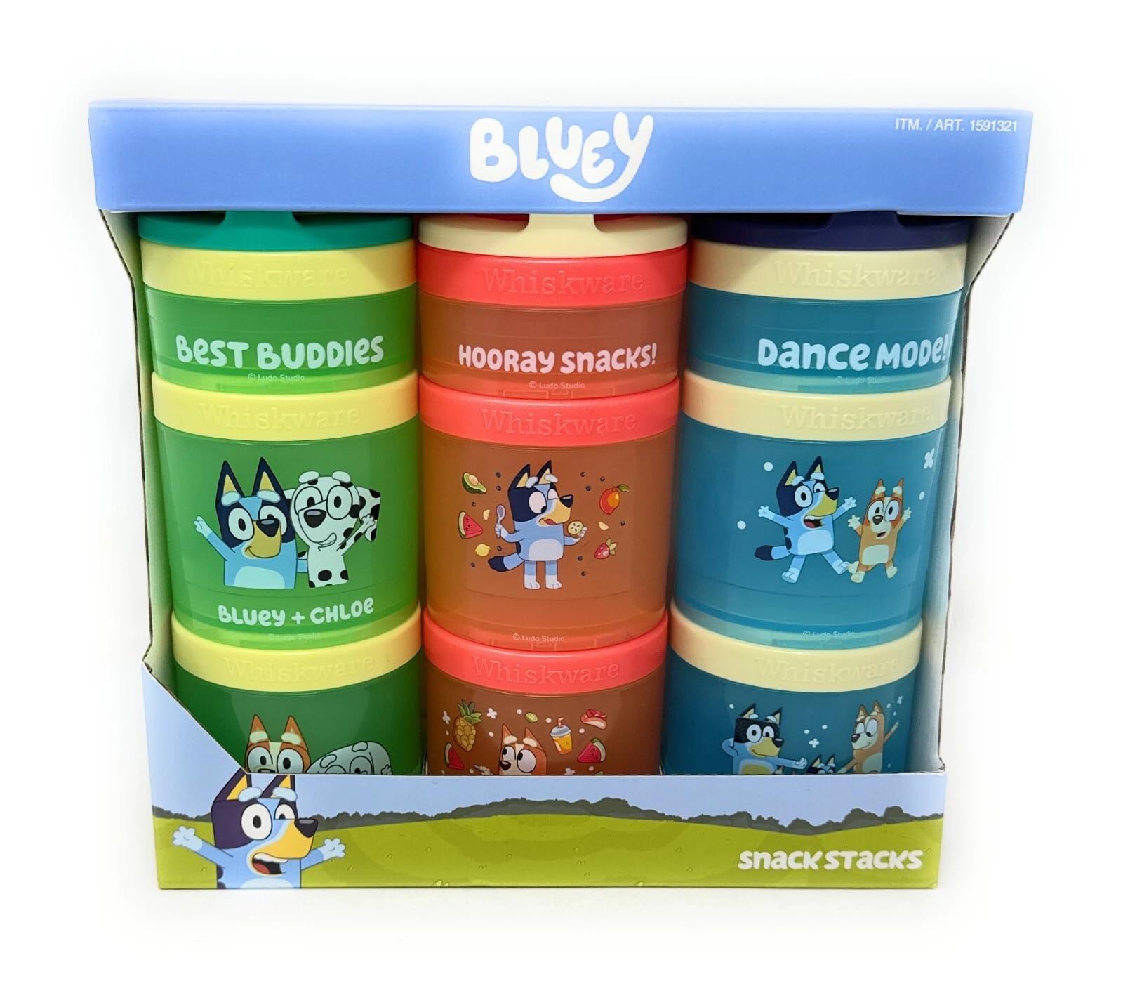 Whiskware Recipientes portátiles apilables para aperitivos para niños, set de 3 recipientes apilables Mickey y amigos, ideal para la escuela o el viaje, normal, rojo, 1591321