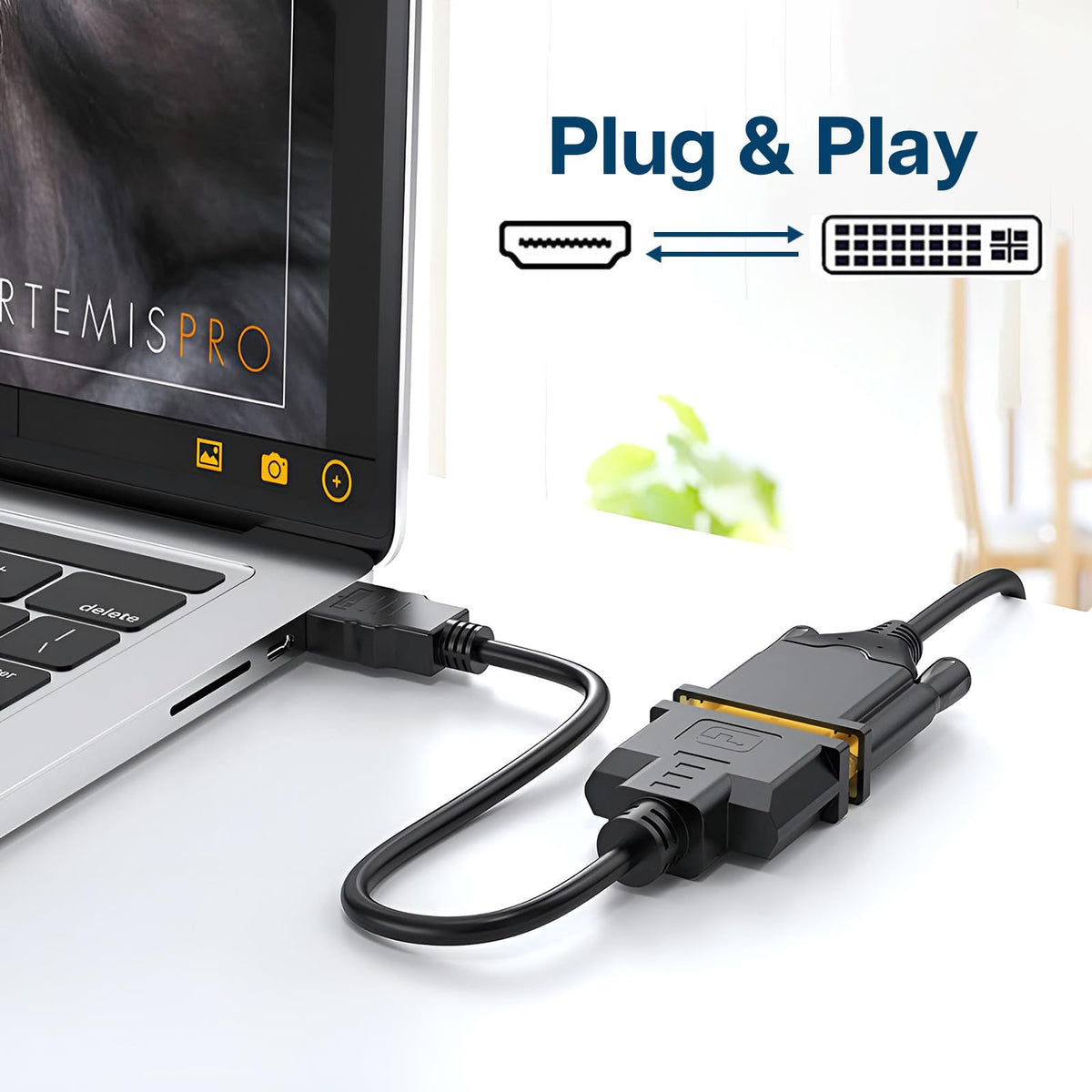 Adaptador Bidireccional MMOBIEL Dorado HDMI a DVI para Monitor y Proyector