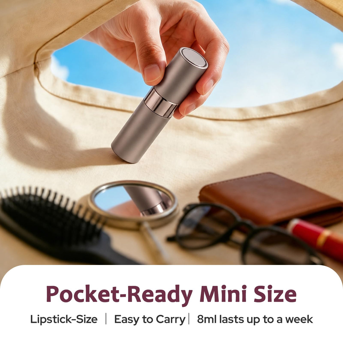Lisapack - Botella atomizadora de perfume de 8 ml para viajes, dispensador de colonia recargable vacía, pulverizador portátil para hombres y mujeres, Marrón, 0.3 Ounces