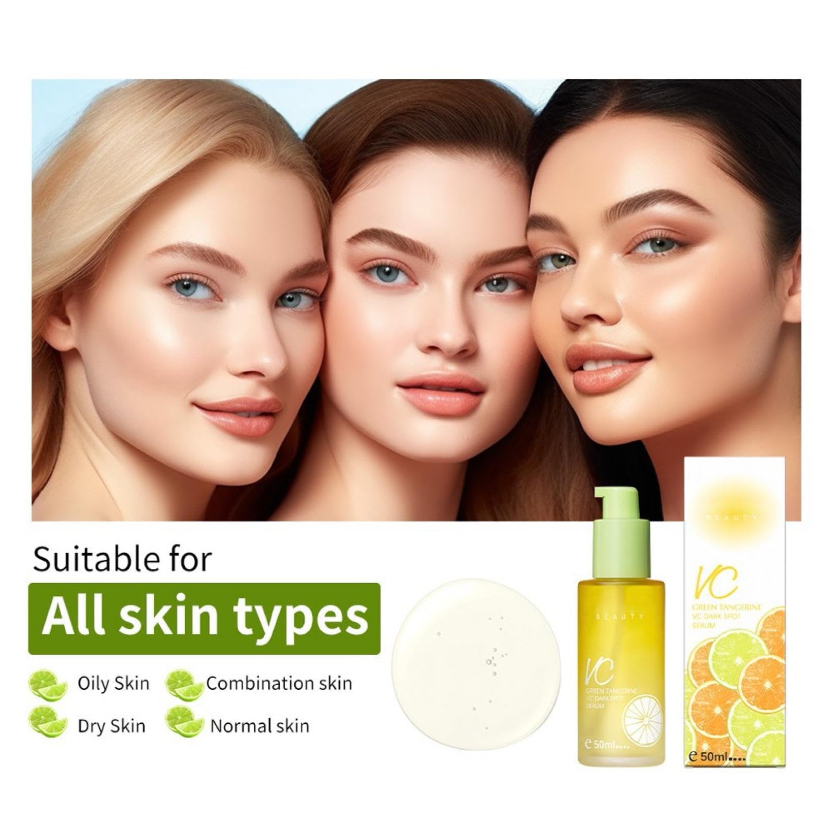 Suero Antioxidante Vitamina C Green Tangerine para Aclarar Manchas y Hidratar la Piel - 2 Piezas 50ml - Serum Facial Todo Tipo de Piel.
