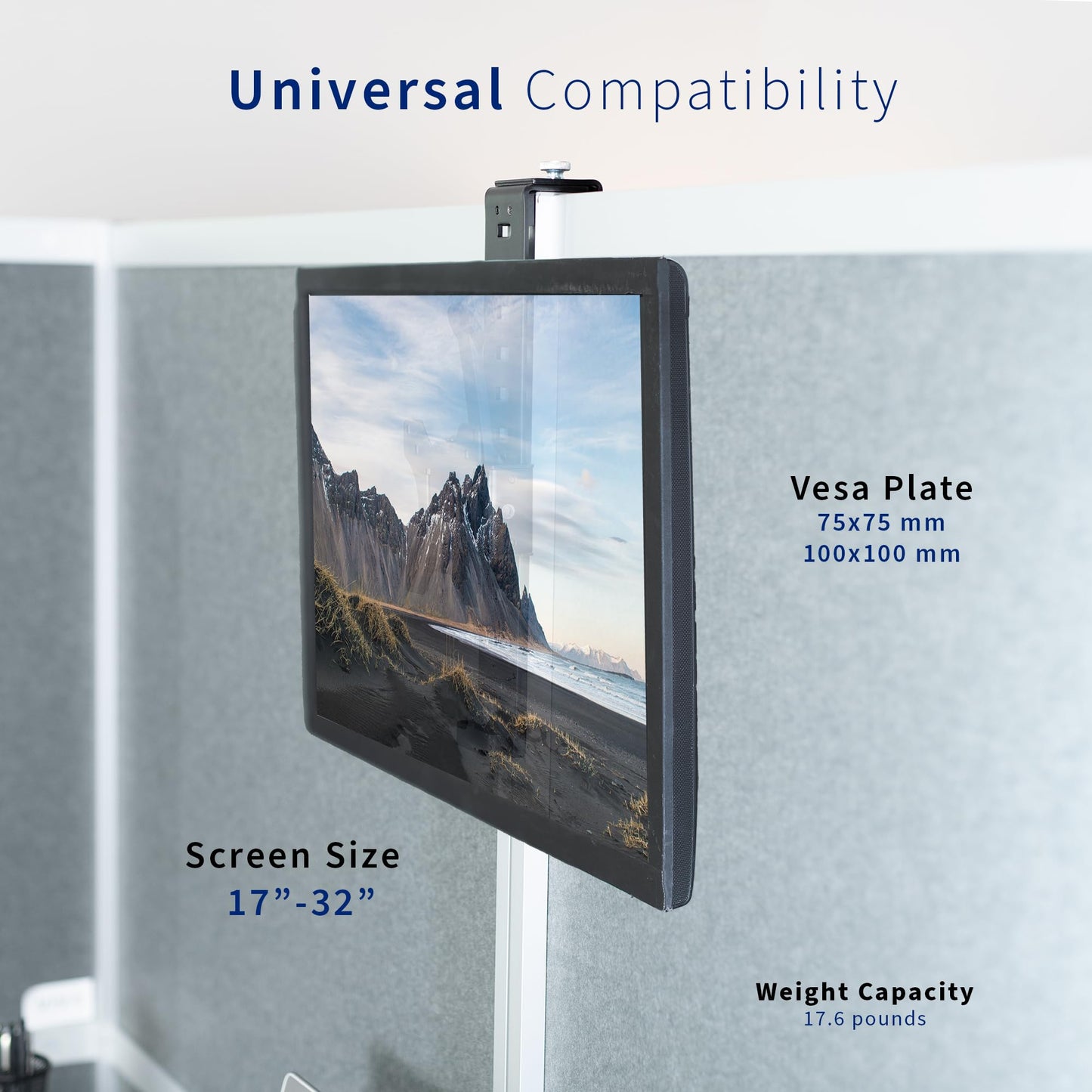 Soporte de Oficina VIVO Negro con Abrazadera Ajustable para Monitor de 17 a 32 Pulgadas