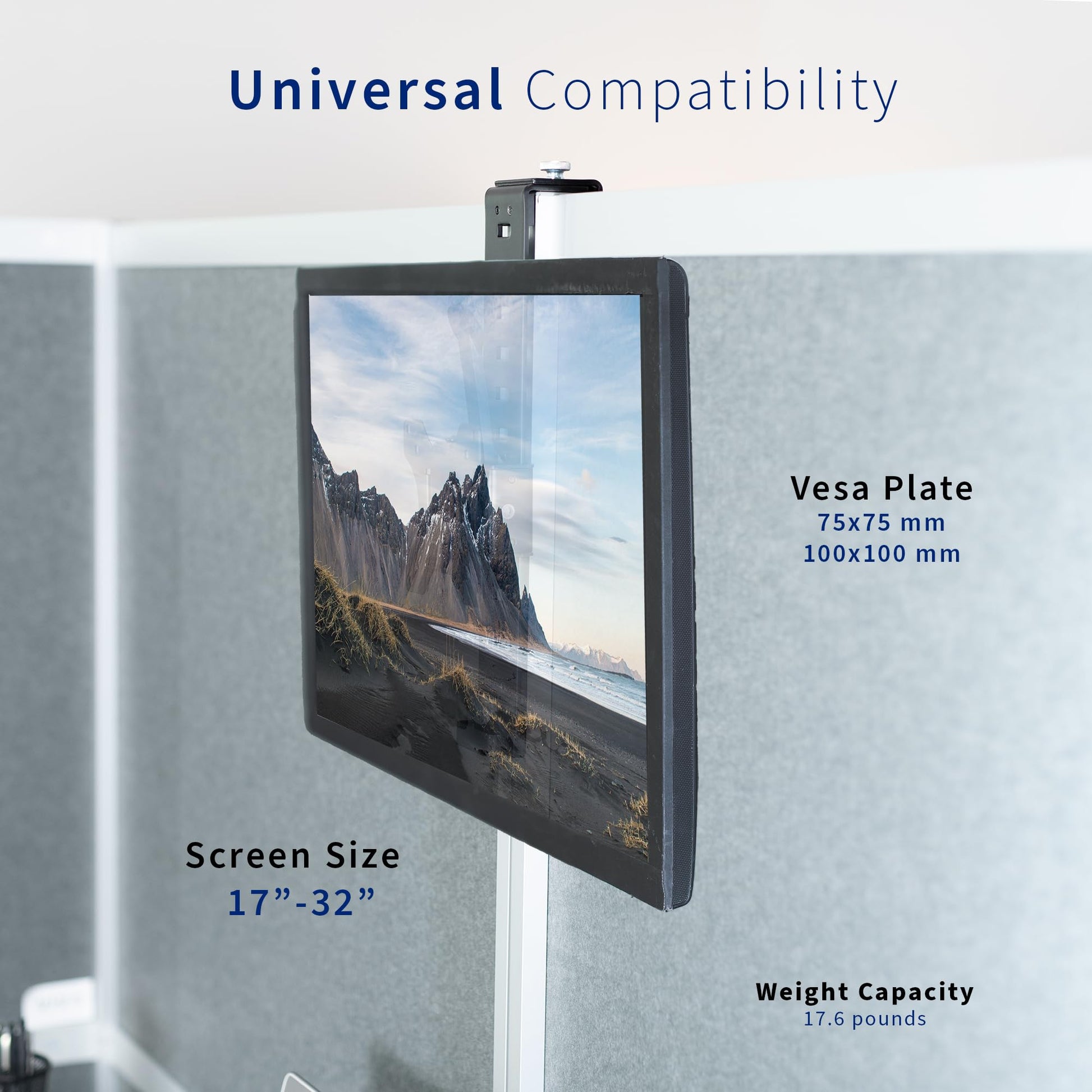 Soporte de Oficina VIVO Negro con Abrazadera Ajustable para Monitor de 17 a 32 Pulgadas