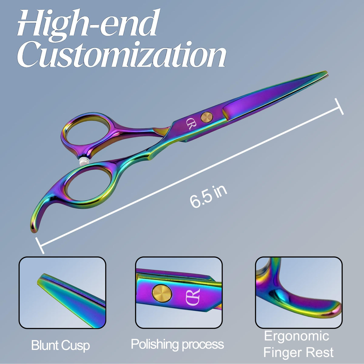 Professional Hair Cutting Shears,6 Inch Barber hair Cutting Scissors Sharp Blades Hairdresser Haircut For Women/Men/kids 420c Stainless Steel Rainbow Color (A)