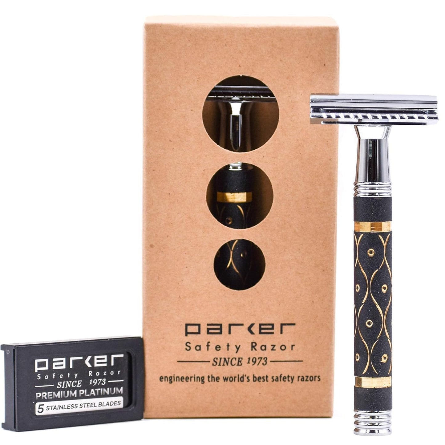 Maquinilla de afeitar de Seguridad Parker 65R Super Pesado de Doble Filo y 5 hojas de Parker