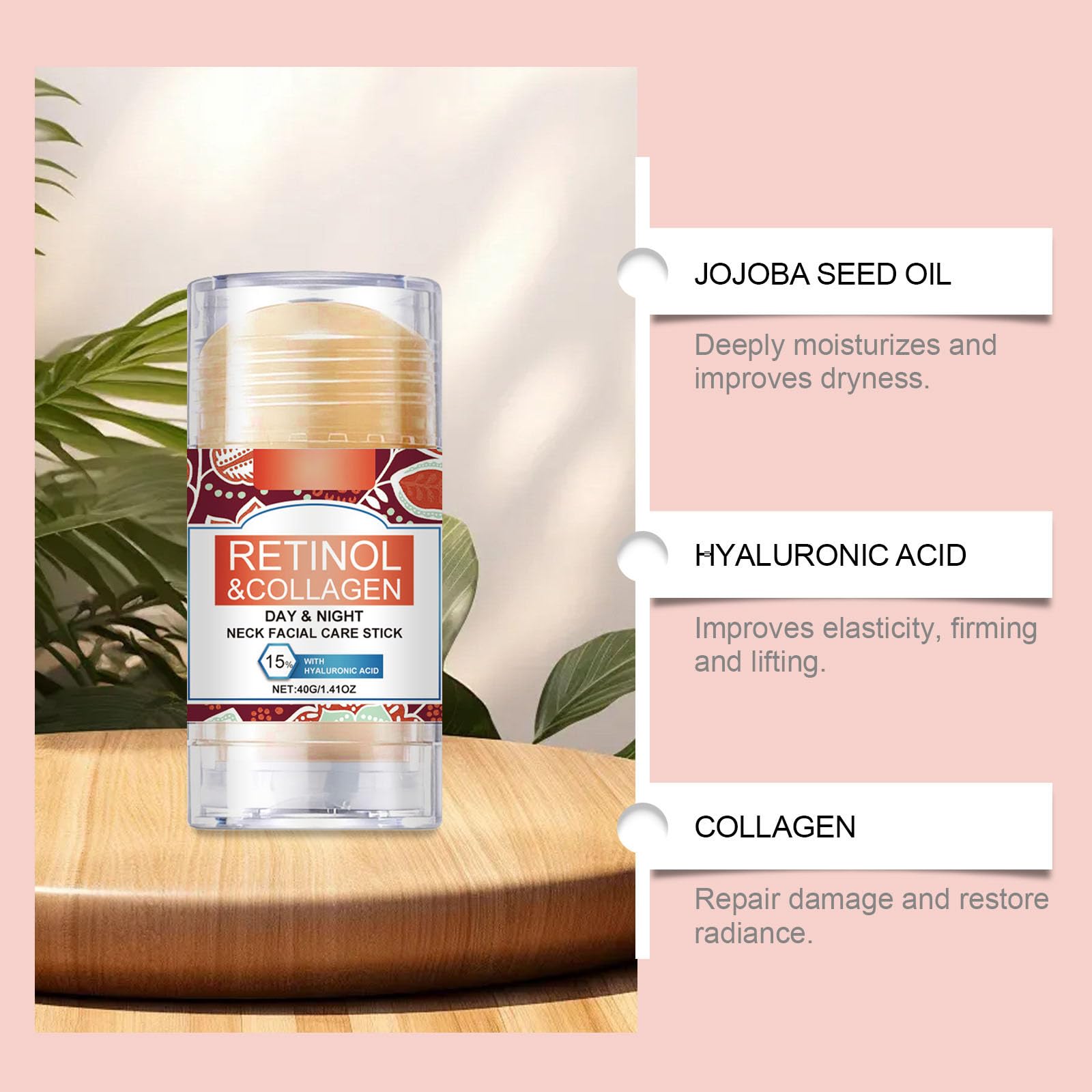 Barra de cuidado facial para el cuello con retinol y colágeno, suero reafirmante en barra con retinol, crema hidratante en barra con retinol y colágeno con ácido hialurónico (3)