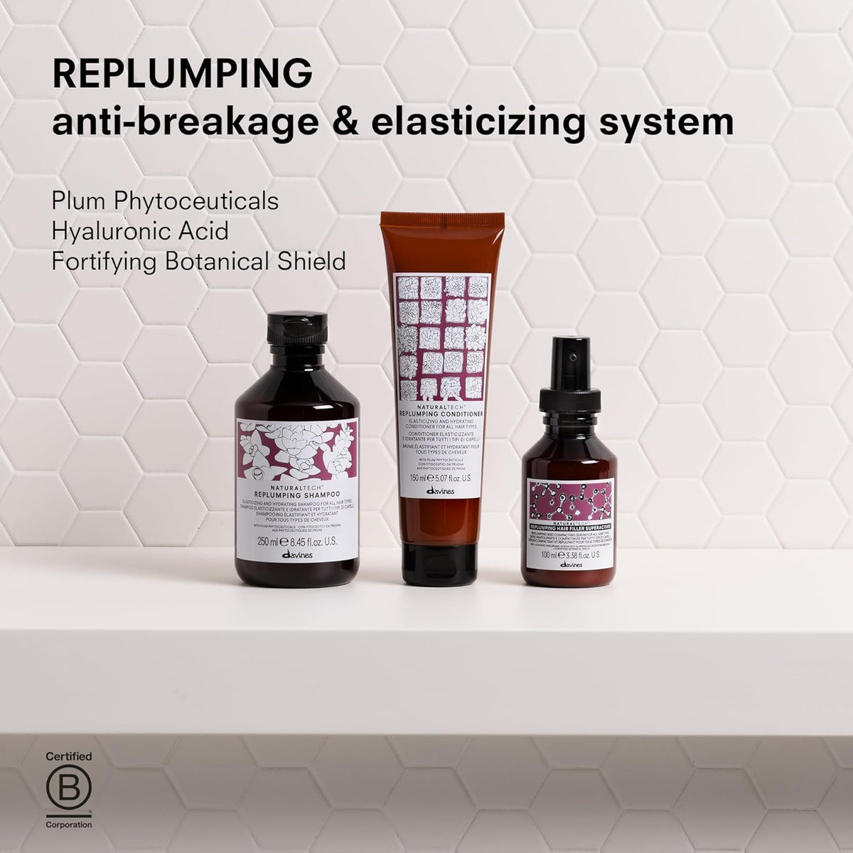 Davines Replumpling shampoo | Shampoo hidratante para cabello seco | 250 ml