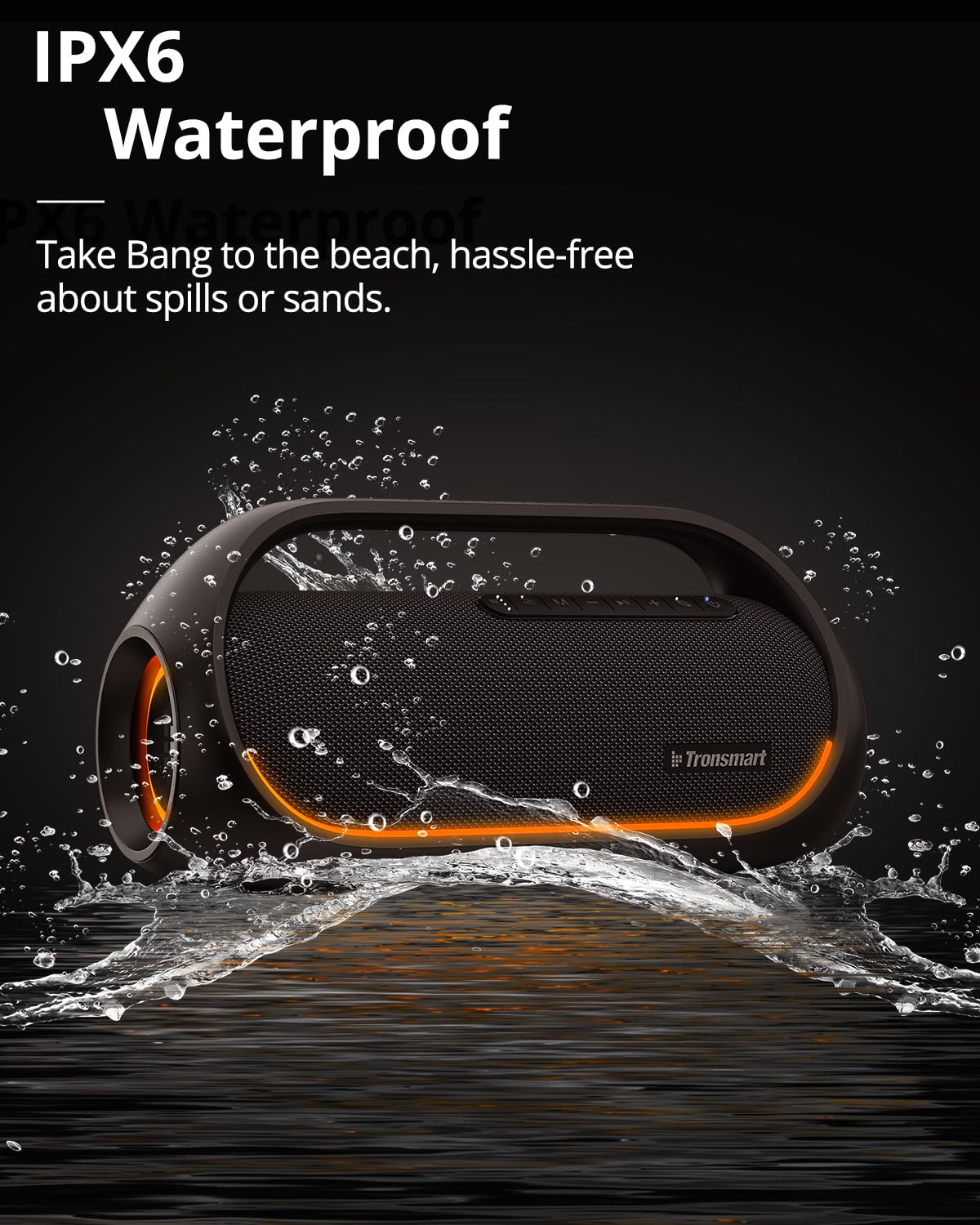 Tronsmart Bang Altavoces Bluetooth de 60W con subwoofer Versión actualizada, IPX6 Resistente al Agua, Altavoz Luces LED a Color, 15 hrs de reproducción Bocina para Fiesta con asa
