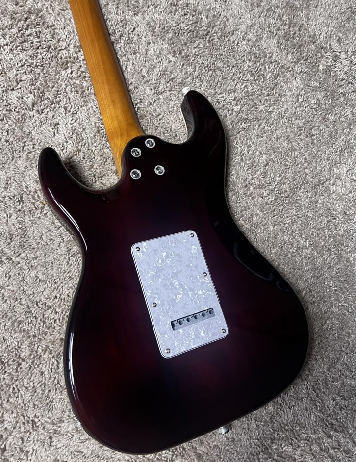 Jet Guitars JS450 TBL Strat Guitarra, pastillas HSS Alnico, cuerpo de tilo sólido con tapa de arce llama, cuello de arce tostado de 22 trastes, afinadores de bloqueo, trémolo de 2 puntos