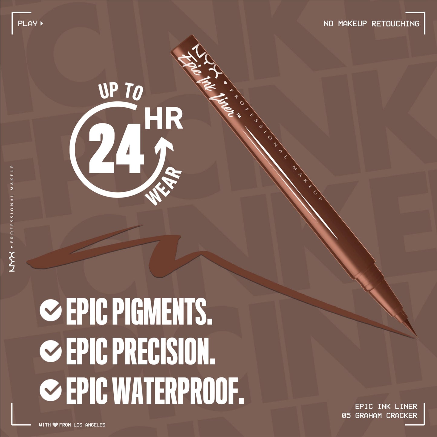 Nyx Professional Makeup, Epic Ink Liner, Delineador de Ojos, Graham Cracker