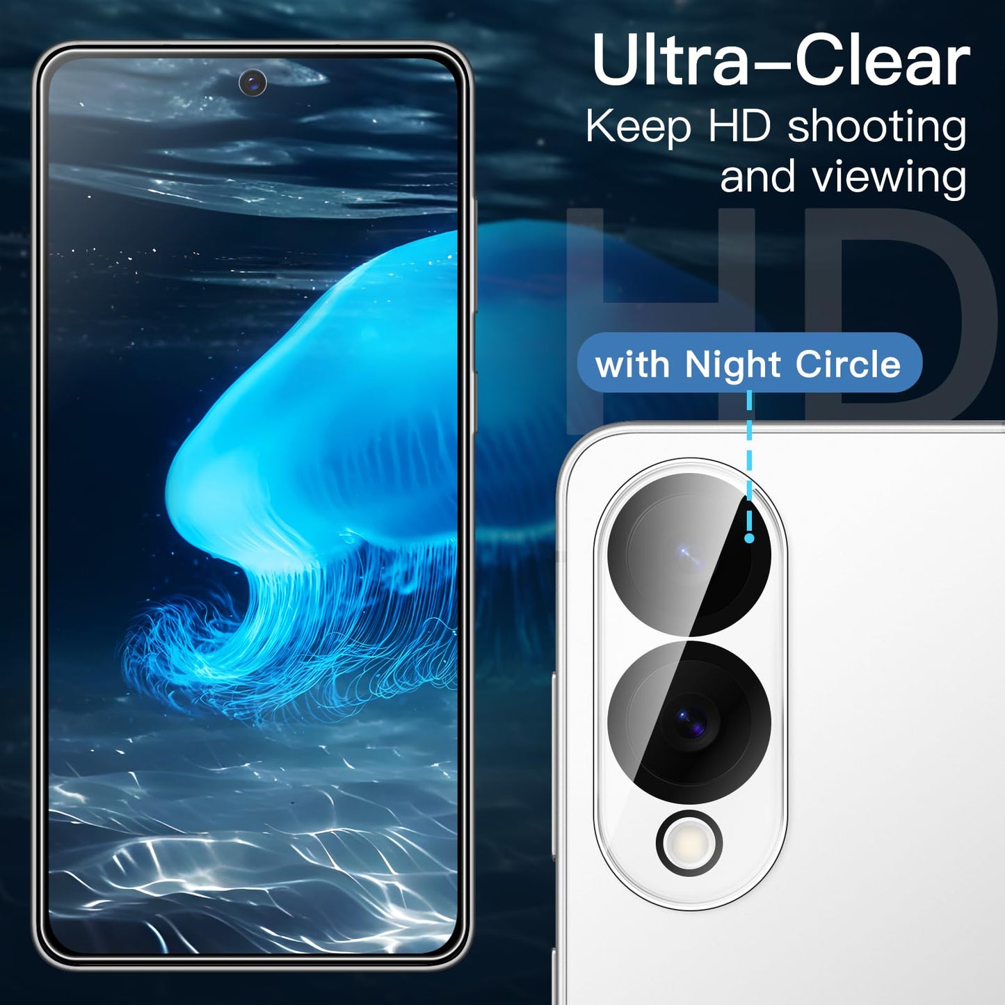 JETech 5 en 1 Funda para Samsung Galaxy S25 Edge con 2 Protector Pantalla Mica Cristal Vidrio Templado y 2 Protector Lente Cámara, Carcasa Anti-Amarillo Slim Antigolpes (Transparente)