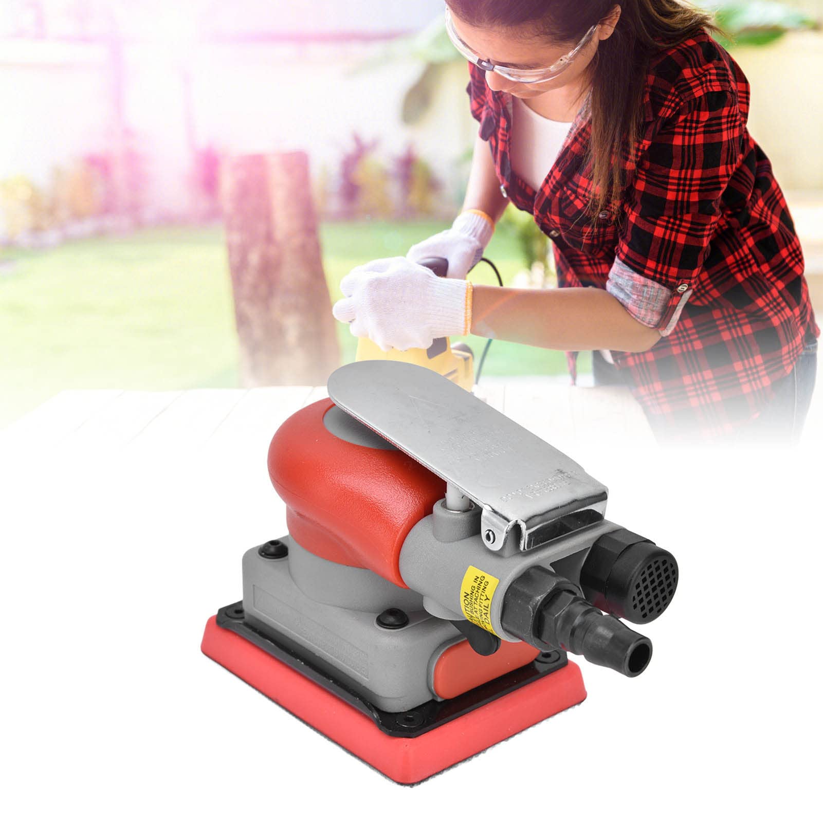 Lijadoras de Cuadrados de Aire, Lijadora Neumática Máquina de Lijado de Cuadrados de Aire de Acero de Aleación Máquinas de Papel de Lija para Madera 75 X 100 Mm