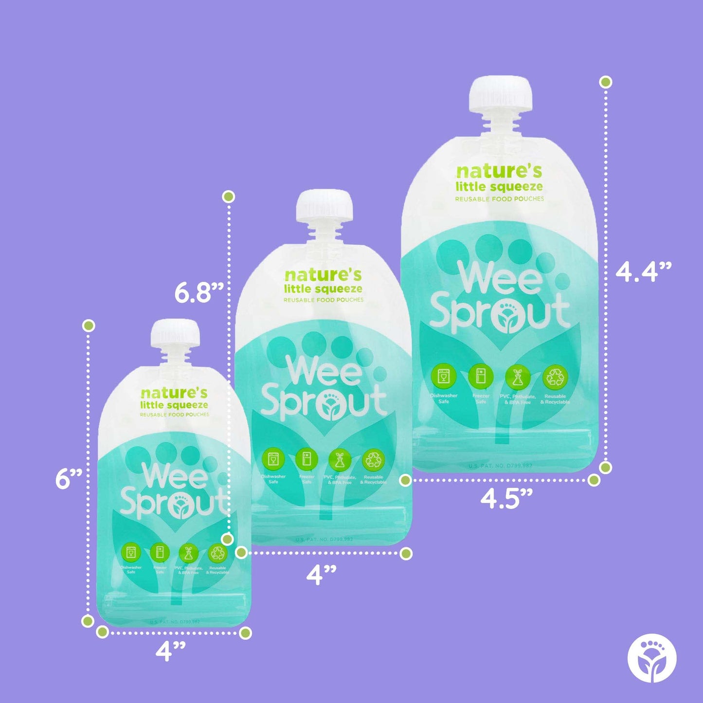 WeeSprout Bolsas reutilizables de doble cierre para alimentos (original, variedad)
