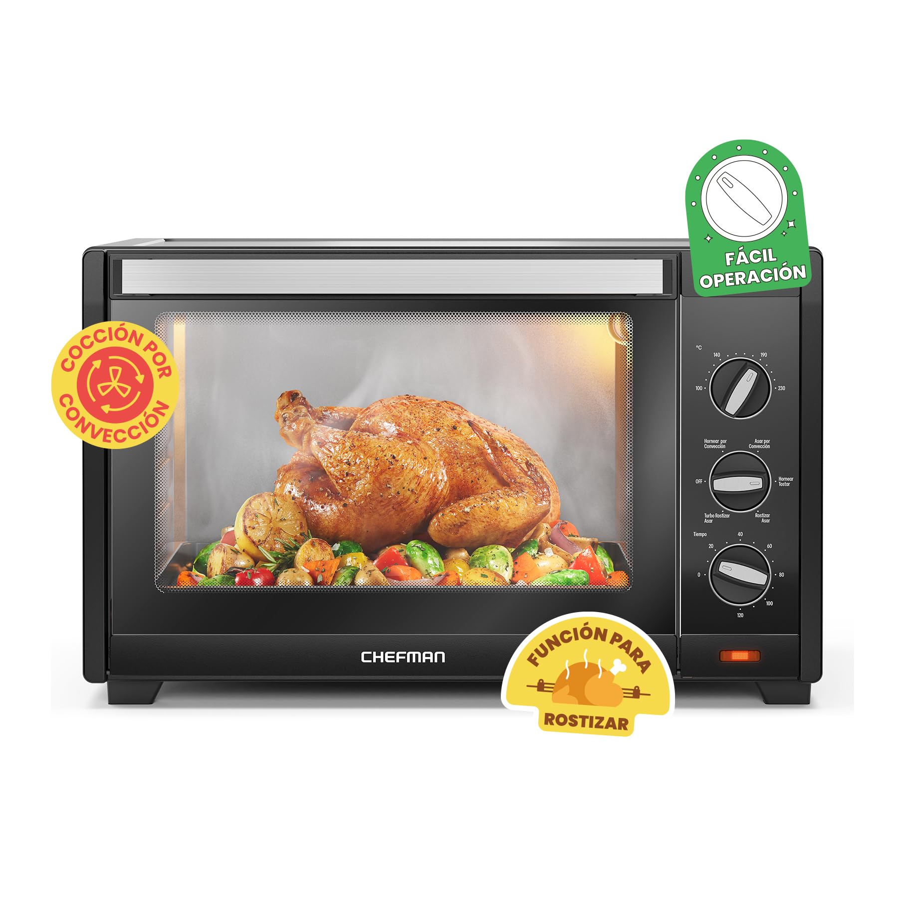 Chefman Horno De Convección Y Tostador De 45 L Negro RJ25-M45BLACK