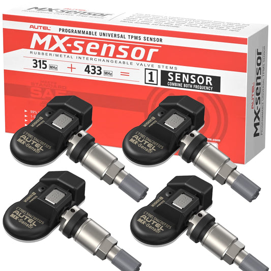 Autel TPMS Sensors Set de 4, sensor MX, sensor de presión de neumáticos MaxiTPMS 2 en 1 (315 MHz + 433 MHz) Sensores OE a presión programables por TS408S TS508 TS508WF TS608 ITS600 MP900TS MS906PRO-TS