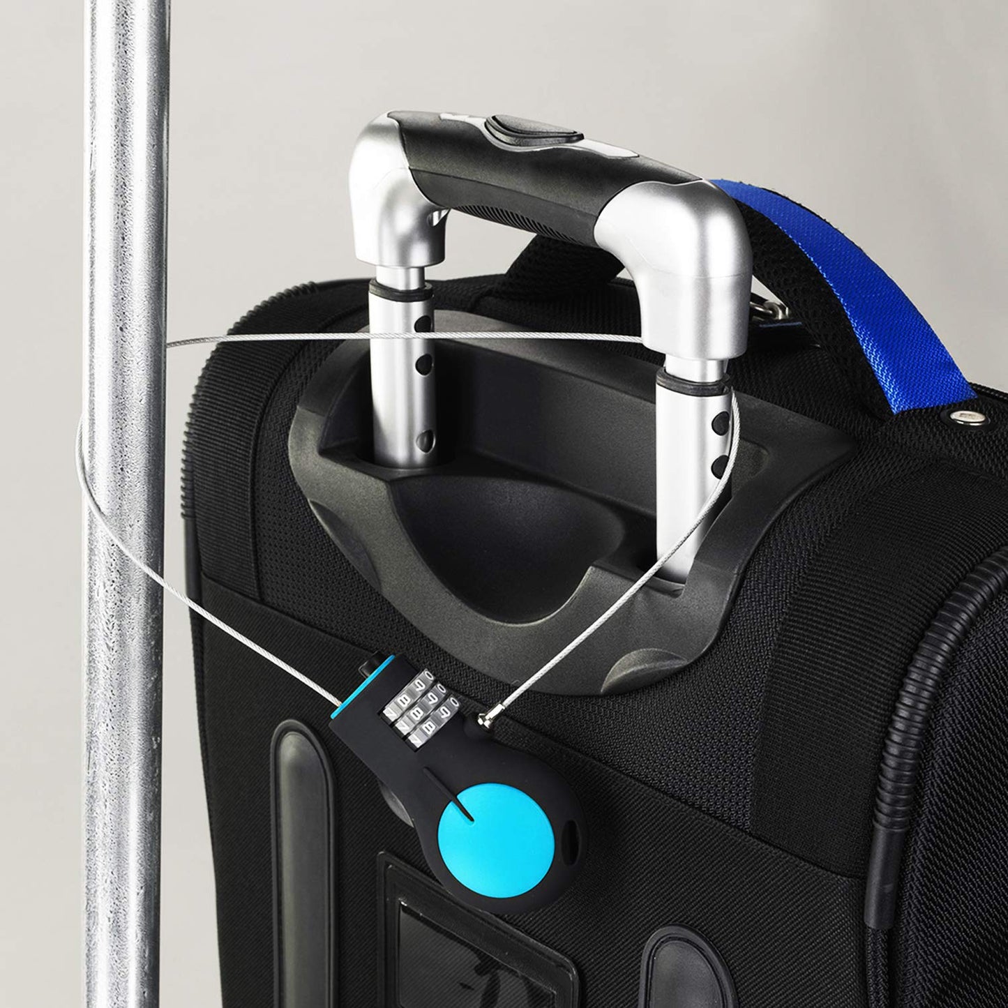 Lewis N. Clark - Candado de cable retráctil con cable de acero de 30 pulgadas, Azul, Una talla, Candado aprobado por Tsa y candado para bicicleta para equipaje + viajes, configura tu combo con cable