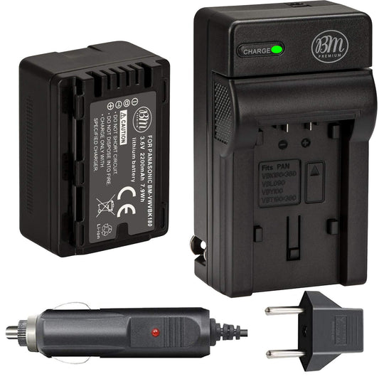 BM Premium VW-VBK180 Batería y cargador para Panasonic HC-V10 HC-V100 HC-V500 HC-V600M HC-V700 HDC-HS40 HS40K HS60 HS60K HS80 HS80K SDR-T76 Videocámaras