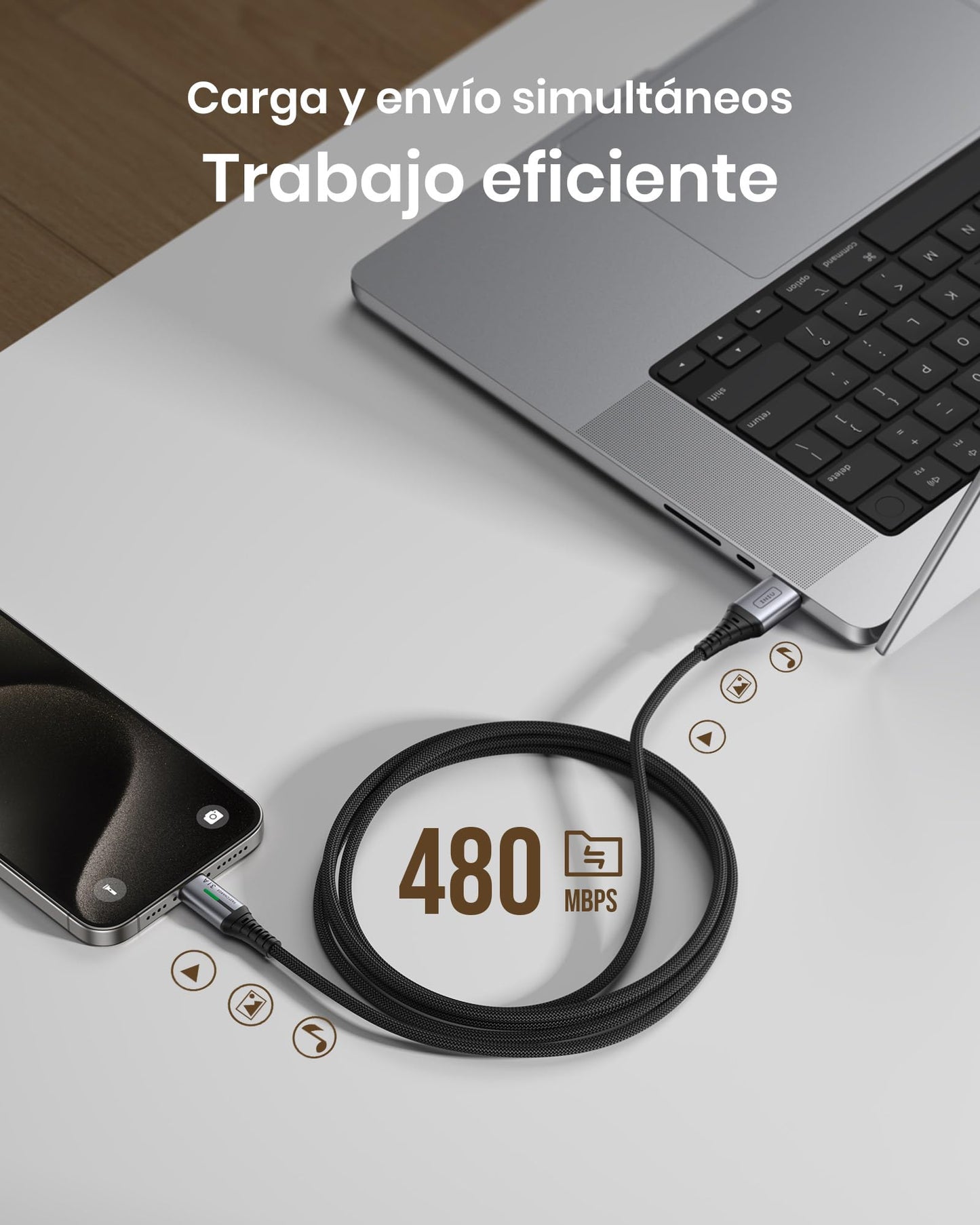 INIU Cable USB C, Cable Tipo C Carga Rápida [2m/3.1A], Nylon QC 3.0 Cable USB-C a USB A para iPhone 16 15 Samsung S23 S22 S21 S20 S10 Note 20 Xiaomi Note 11 Huawei P30 Google Pixel 7 Pro Switch PS5