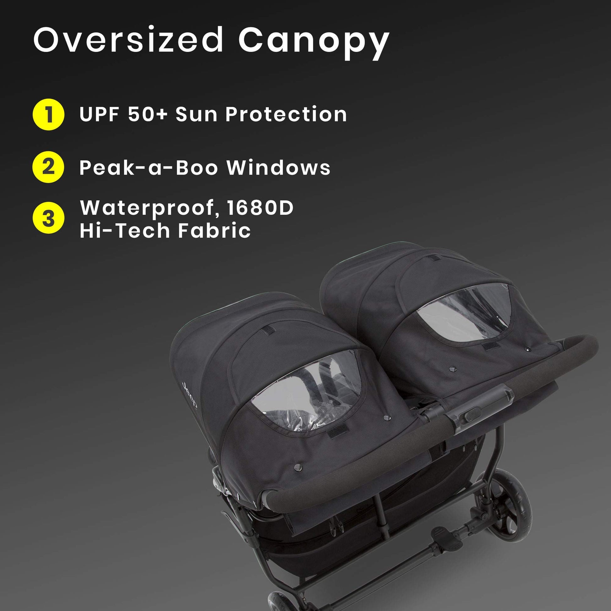 Jeep Destination - carriola doble ultraligero lateral x lateral, medianoche