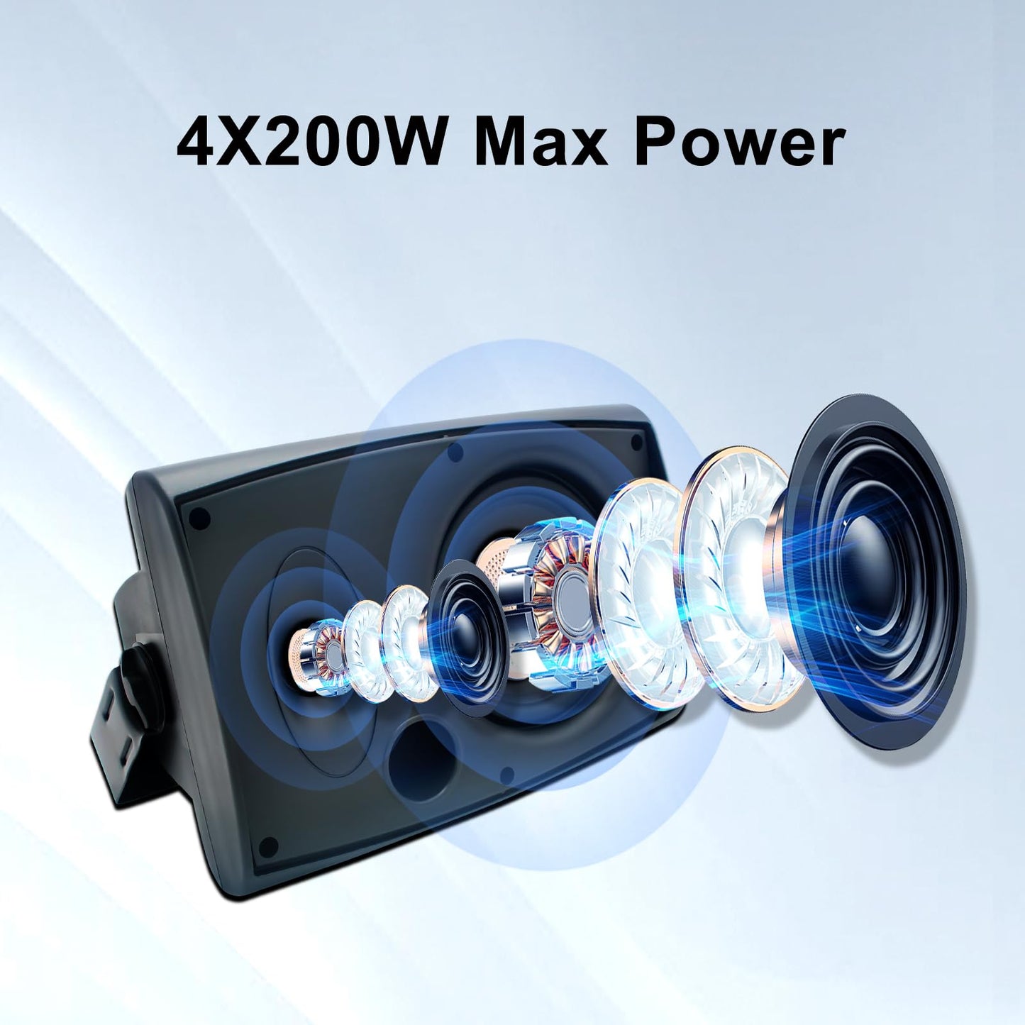 STUDIOFINIX - Altavoces para exteriores de 6.5 pulgadas, montados en la pared, 800 W, color negro, solución de audio resistente a la intemperie y de alto rendimiento (4 altavoces) (negro)