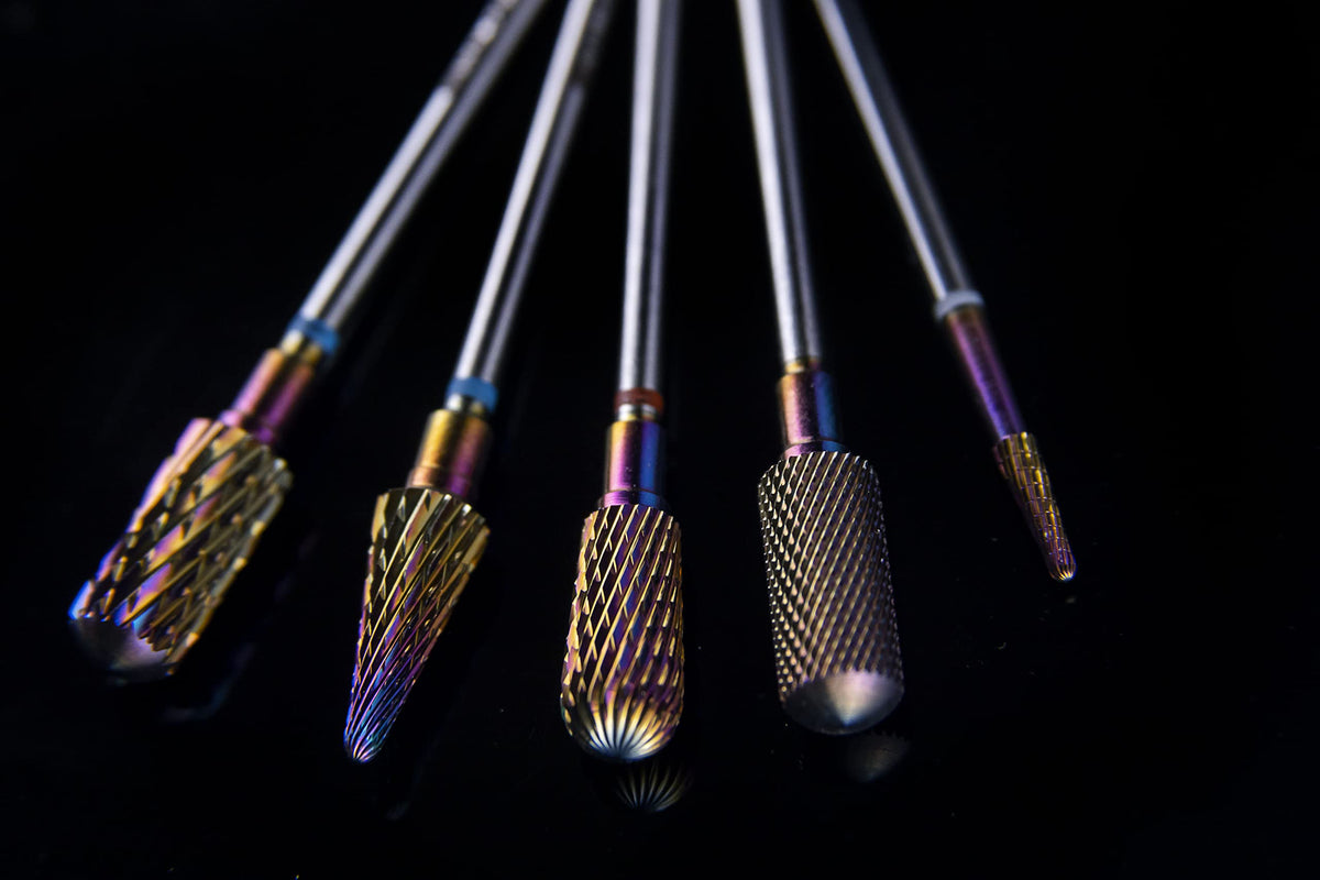 NAIL FACTORY - PRO SERIES BITS Punta Profesional de Seguridad 5 en 1 FINA para Drill de Uñas, Broca para uñas con aleación de TITANIO.…