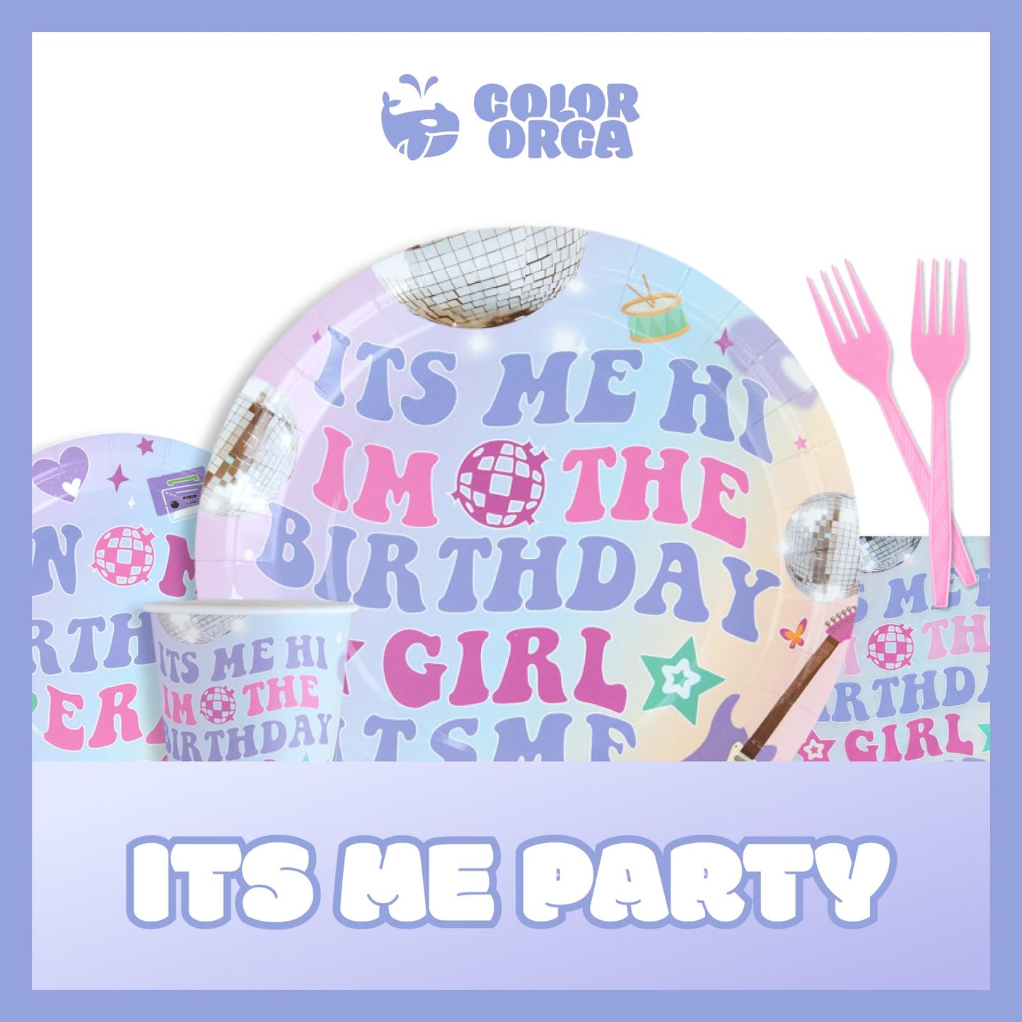 Its Me Hi Im The Birthday Girl Its Me Vajilla incluye platos, tenedores, servilletas, tazas, decoraciones de vajilla In My Birthday Era