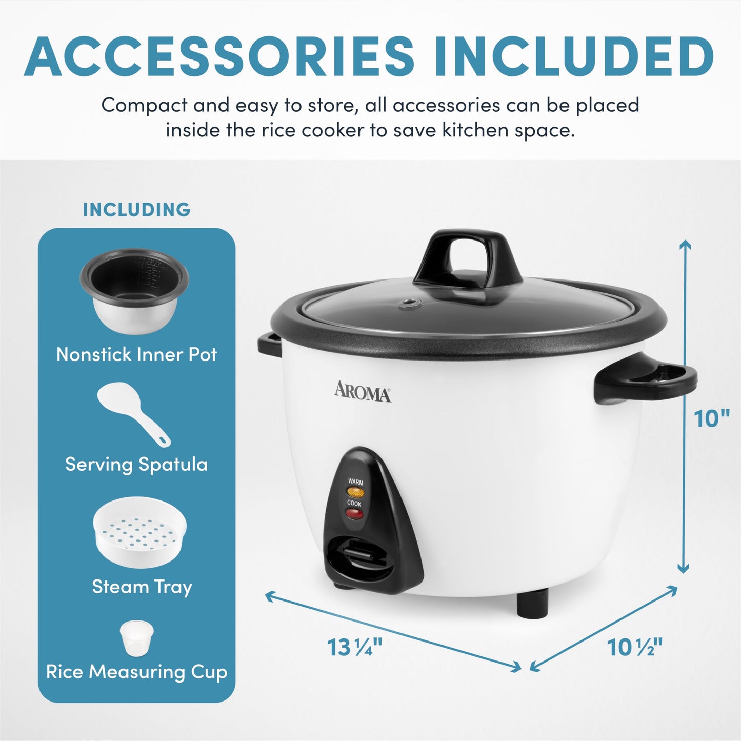 Aroma Housewares ARC-360-NGP 20 tazas estilo olla arrocera y vaporizador de alimentos, color blanco