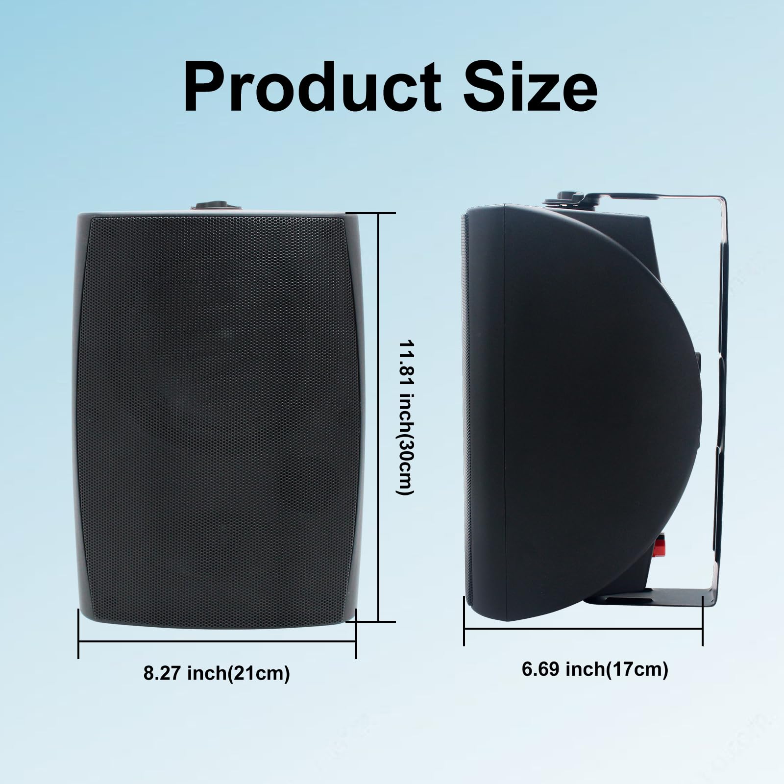 Herdio - Altavoces pasivos para exteriores de 6.5 pulgadas y 800 W, con cable, impermeables, de 2 vías, montados en la pared con bajo, adecuados para patio, piscina, terraza, porche, patio trasero,